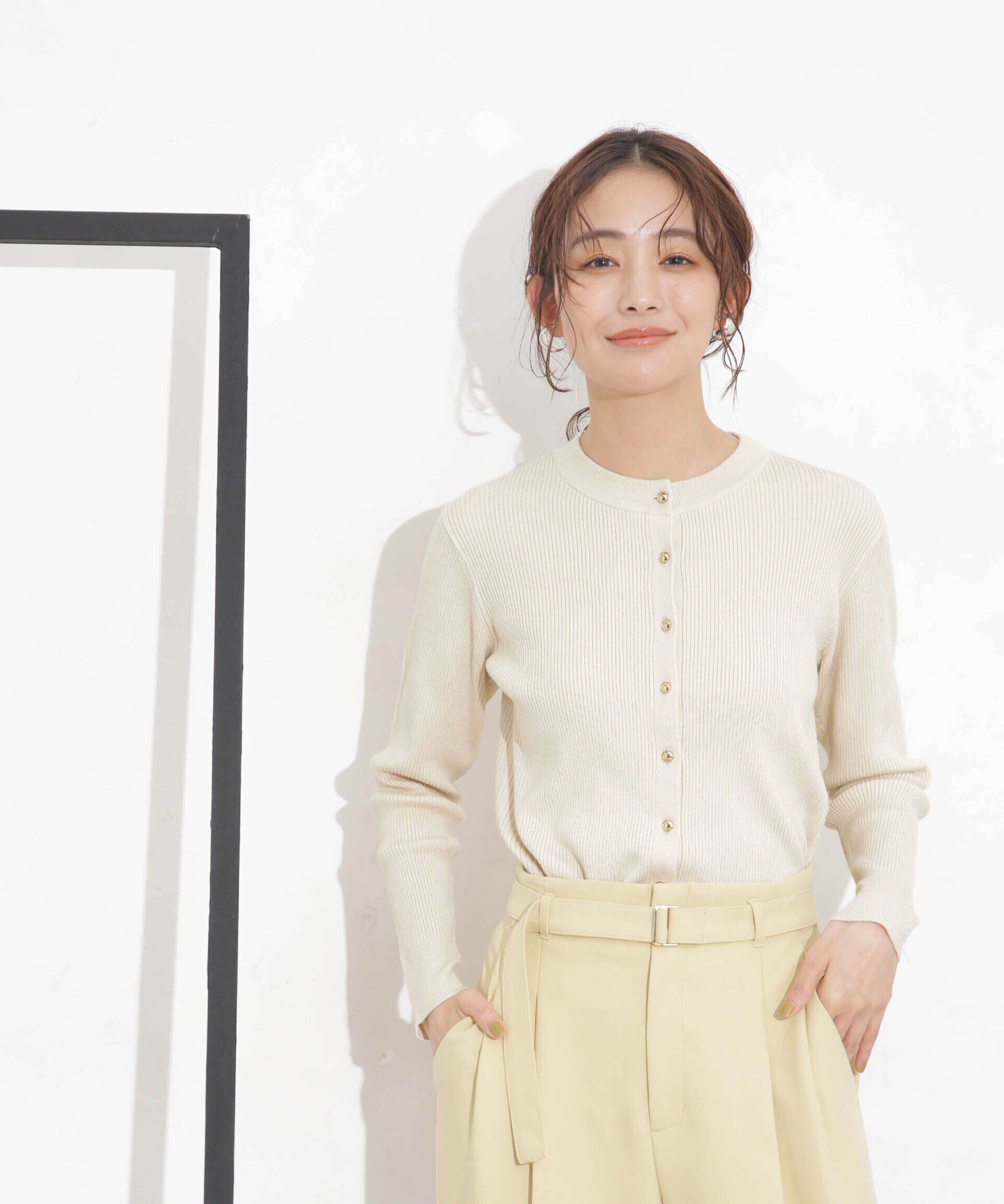 nano･universe「椿オイル加工リブカーディガン」|ニット・セーター|