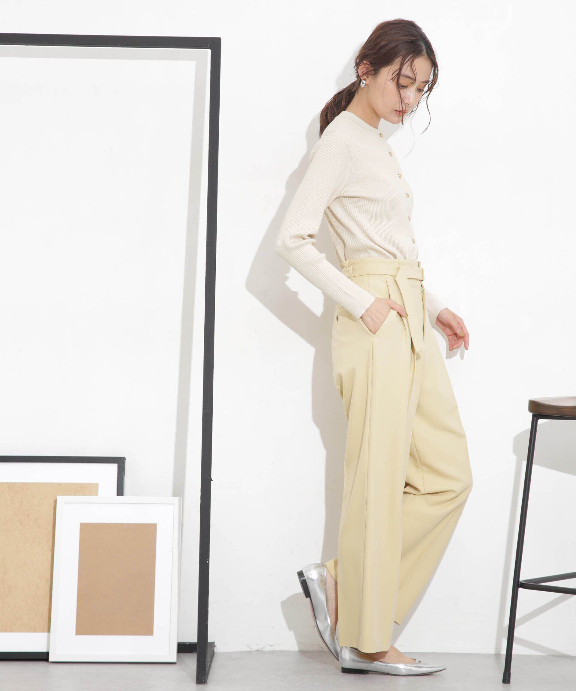 nano･universe「椿オイル加工リブカーディガン」|ニット・セーター|