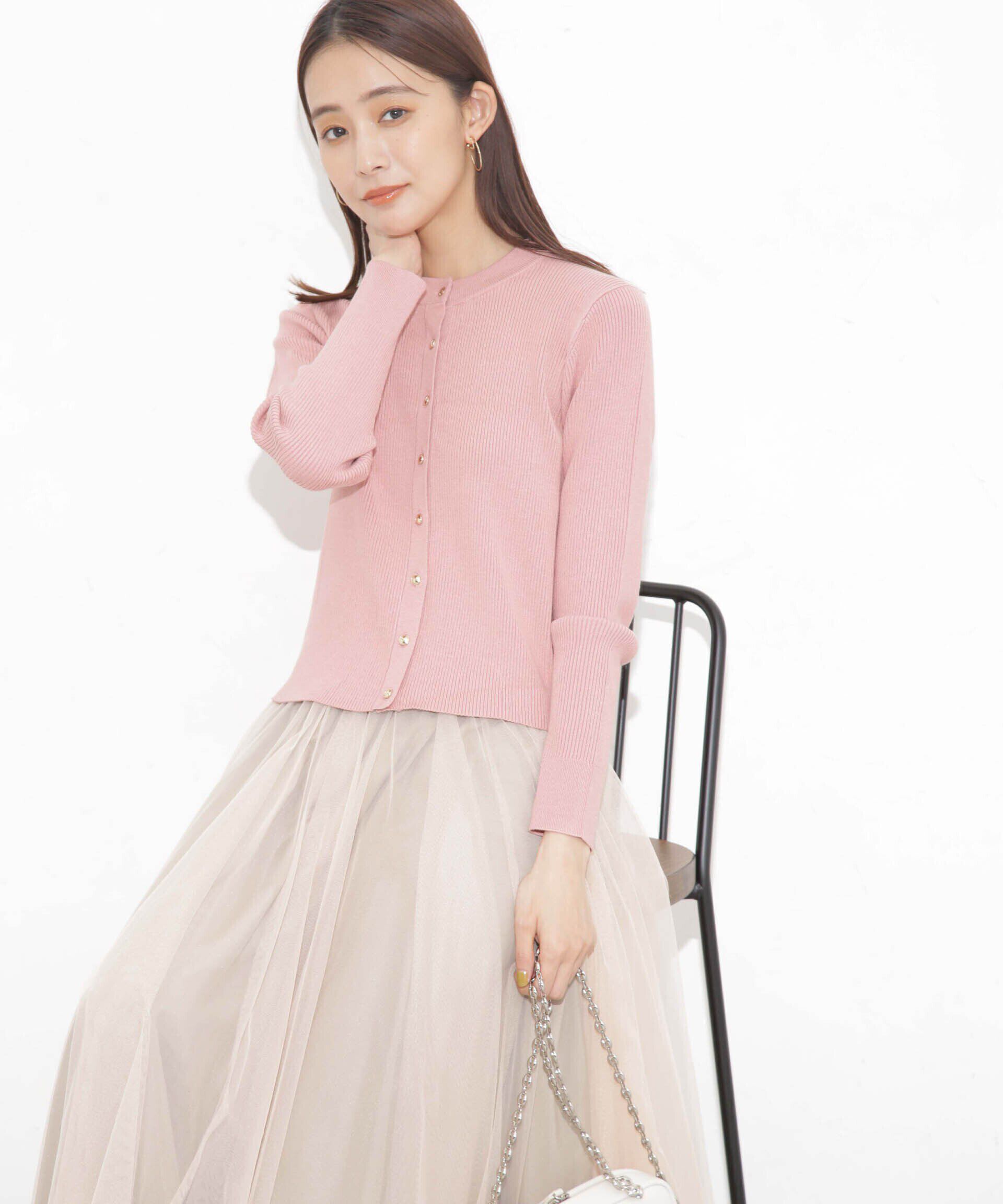 nano･universe「椿オイル加工リブカーディガン」|ニット・セーター|