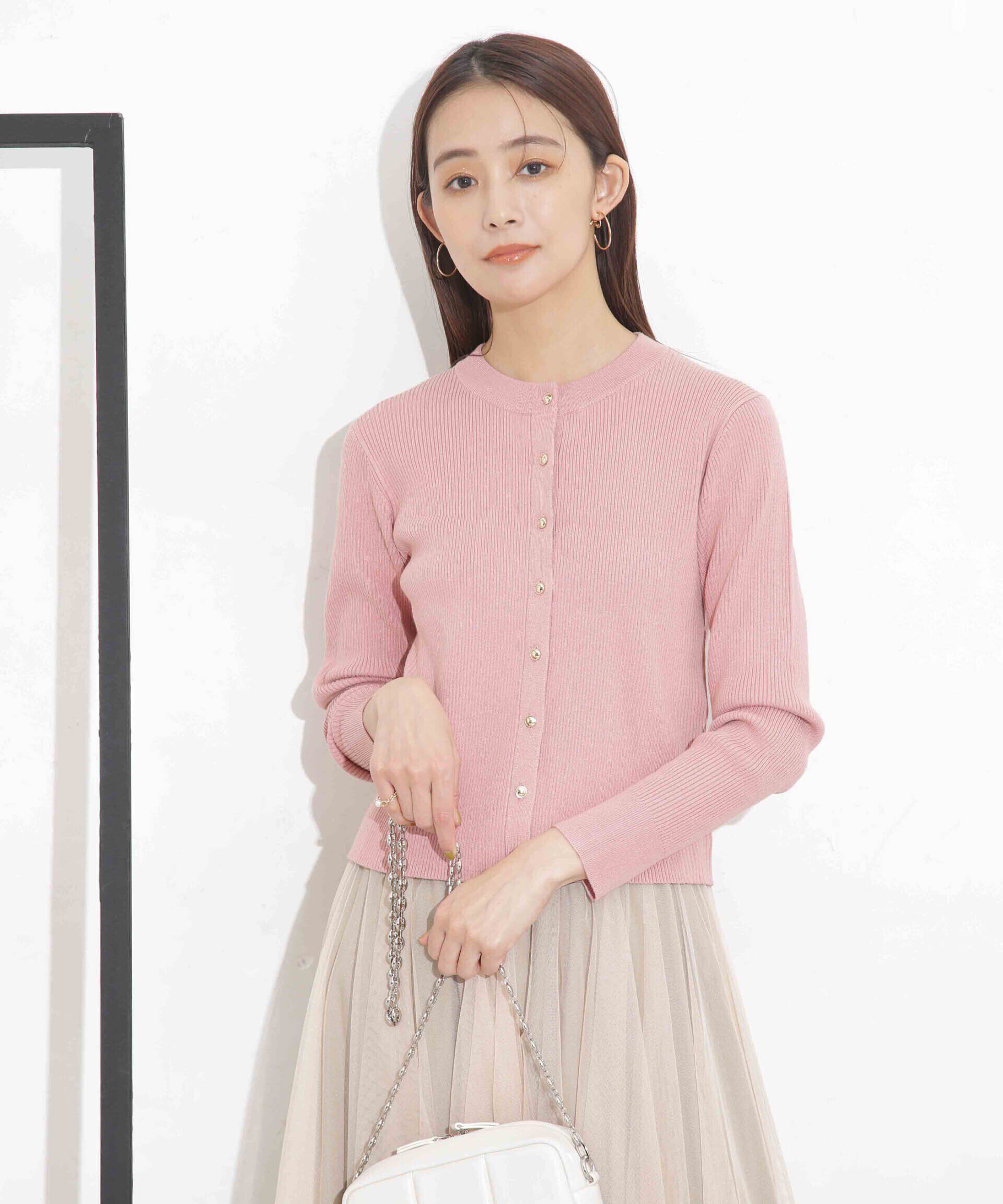 nano･universe「椿オイル加工リブカーディガン」|ニット・セーター|