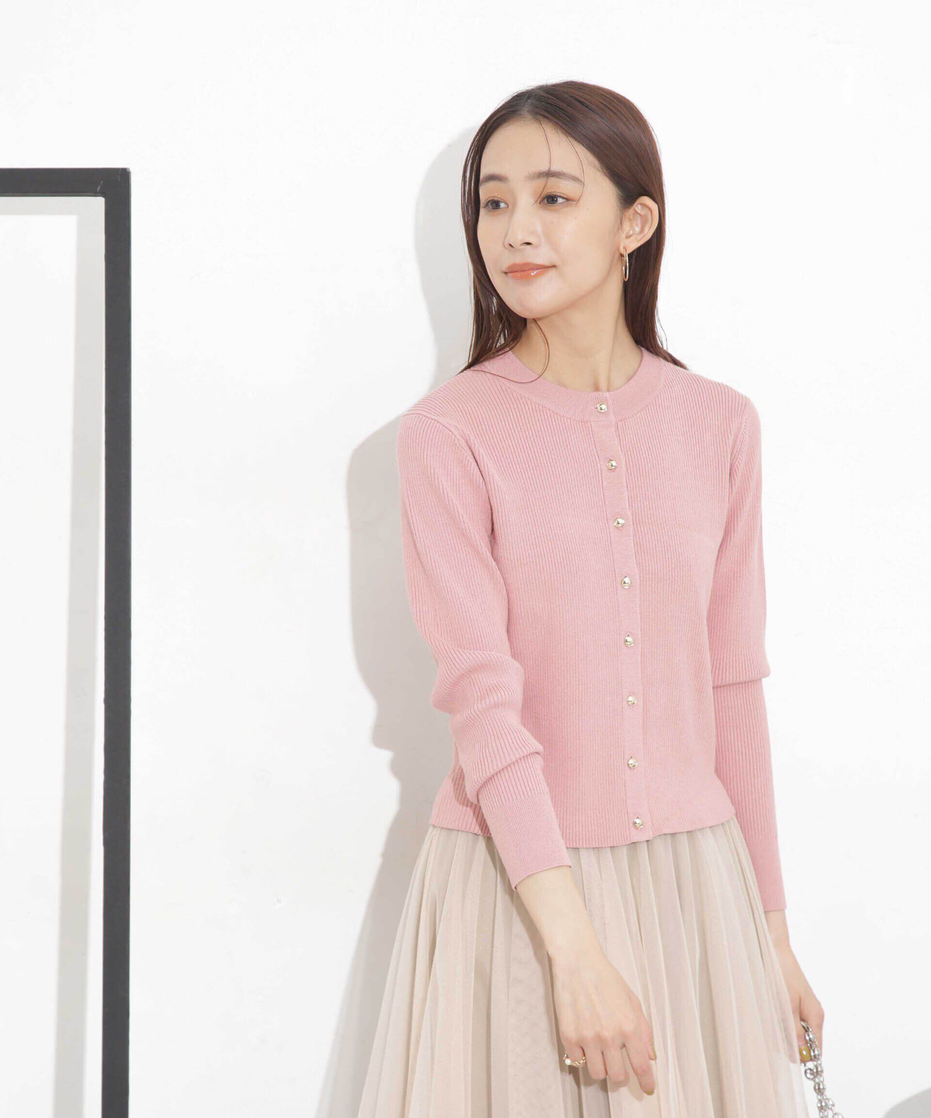 nano･universe「椿オイル加工リブカーディガン」|ニット・セーター|