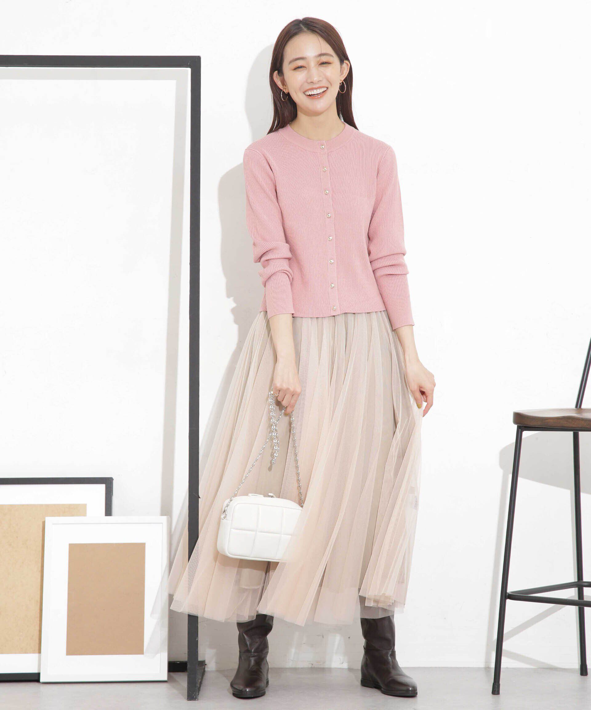 nano･universe「椿オイル加工リブカーディガン」|ニット・セーター|