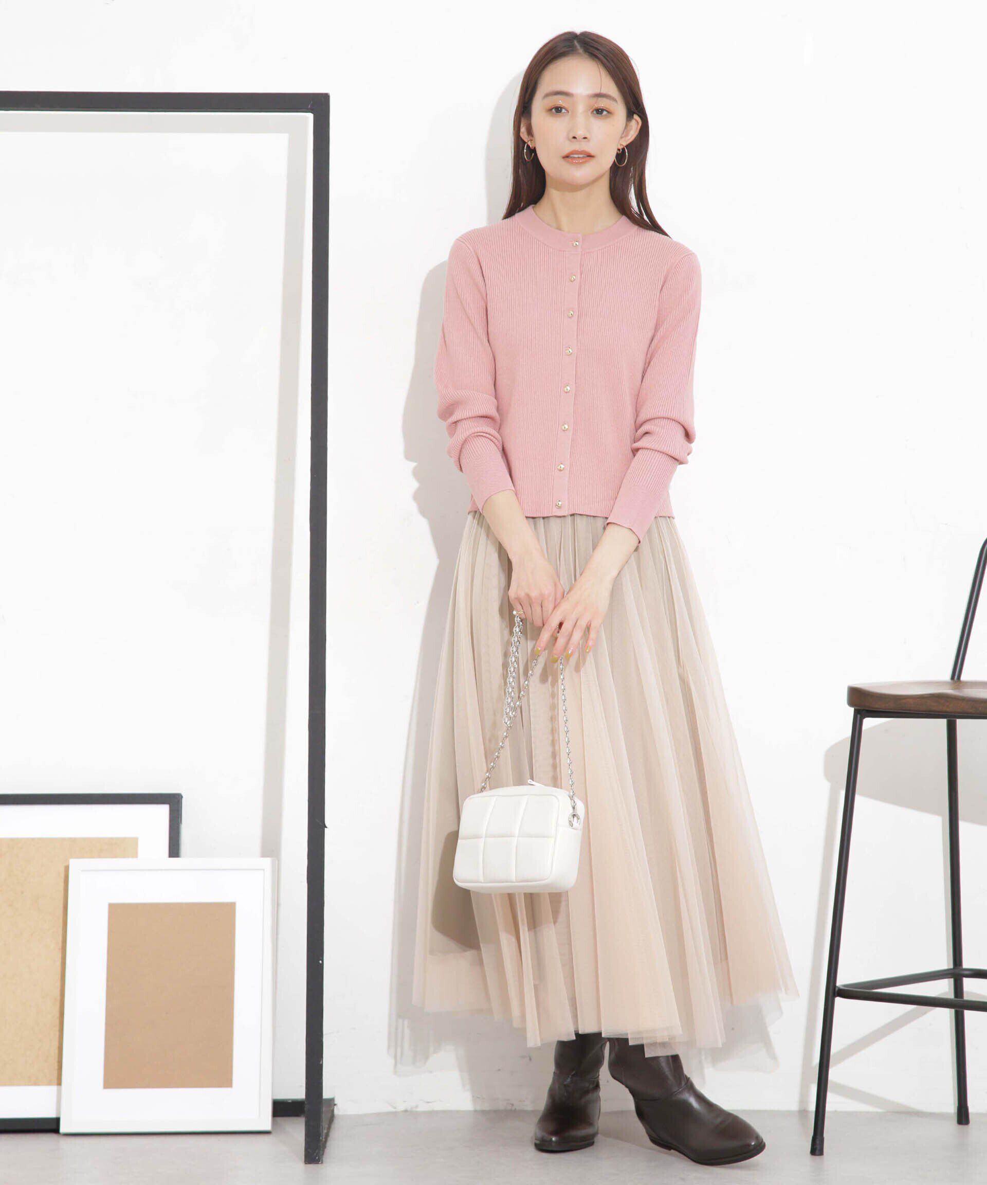 nano･universe「椿オイル加工リブカーディガン」|ニット・セーター|