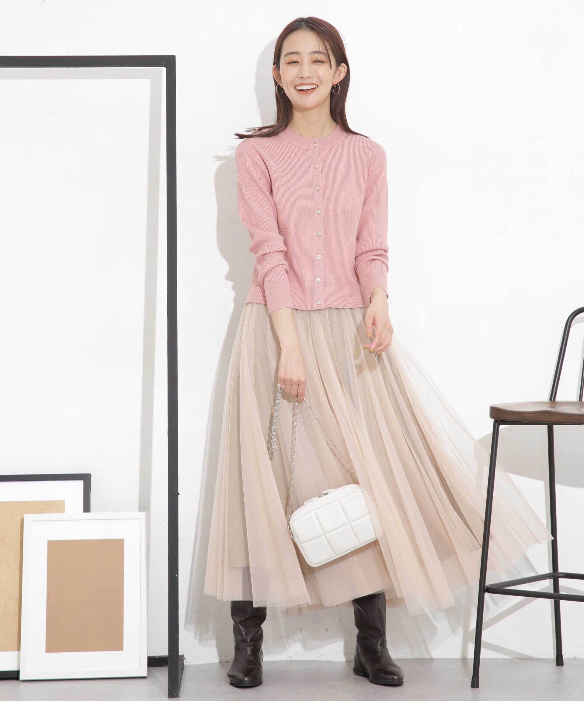 nano･universe「椿オイル加工リブカーディガン」|ニット・セーター|