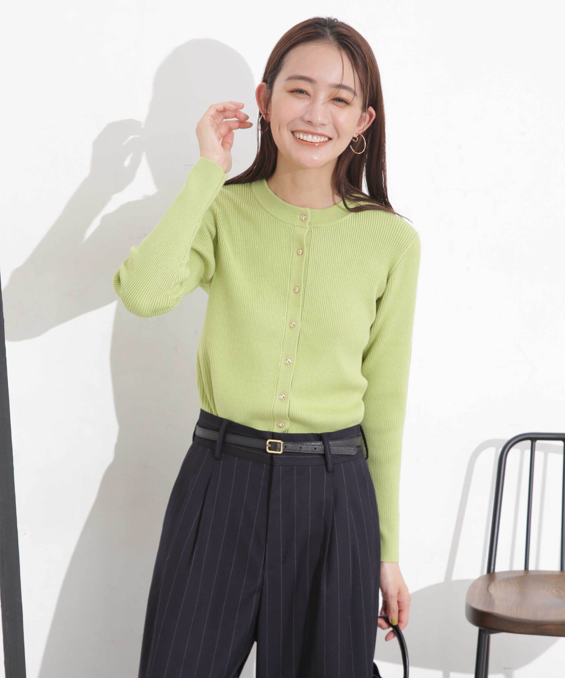 nano･universe「椿オイル加工リブカーディガン」|ニット・セーター|