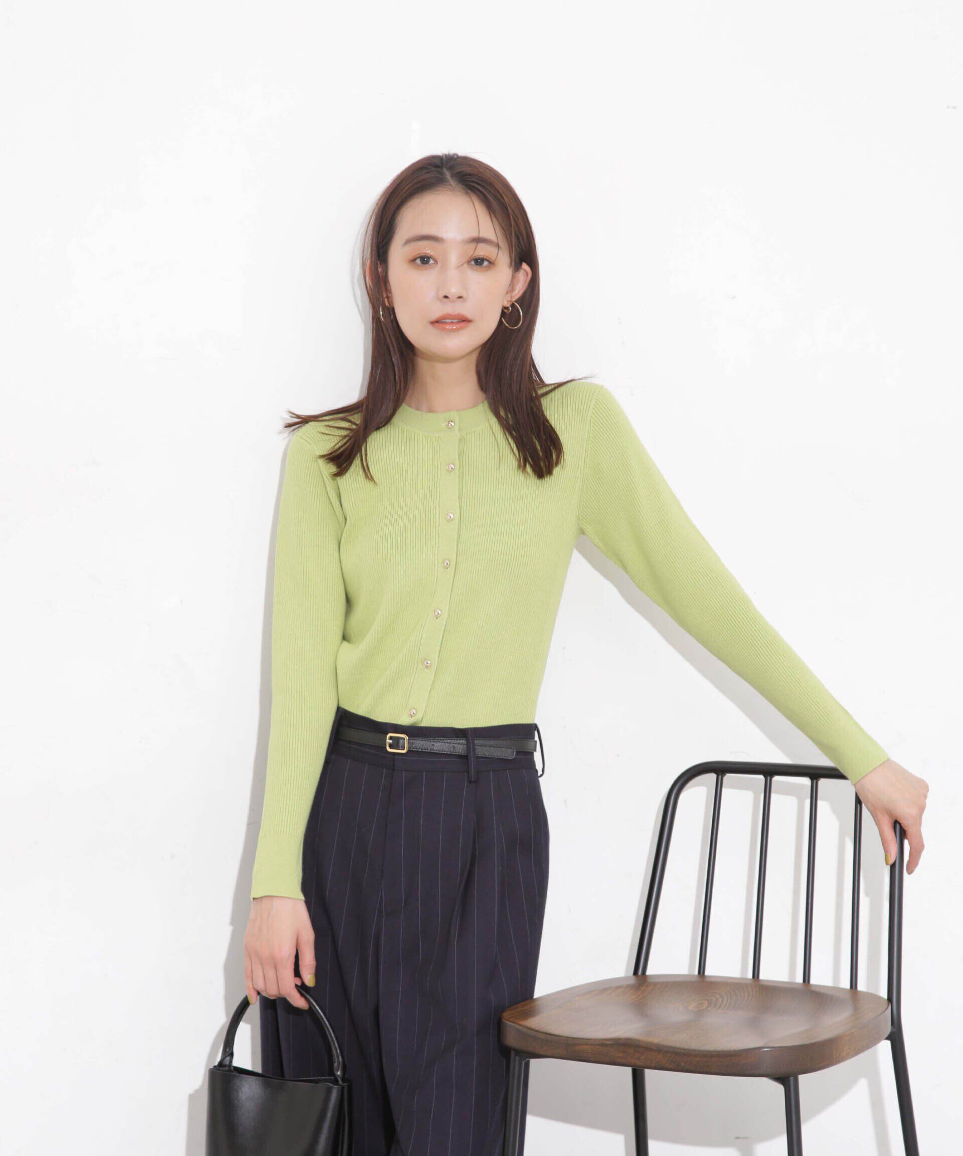 nano･universe「椿オイル加工リブカーディガン」|ニット・セーター|