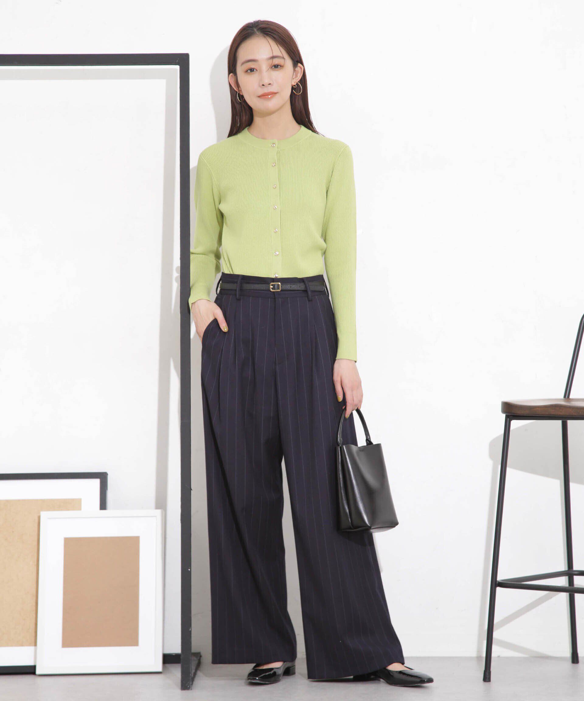 nano･universe「椿オイル加工リブカーディガン」|ニット・セーター|