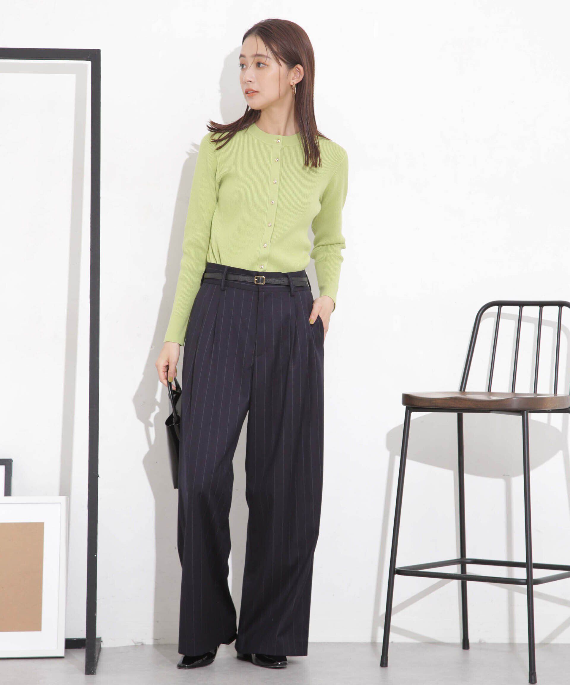 nano･universe「椿オイル加工リブカーディガン」|ニット・セーター|