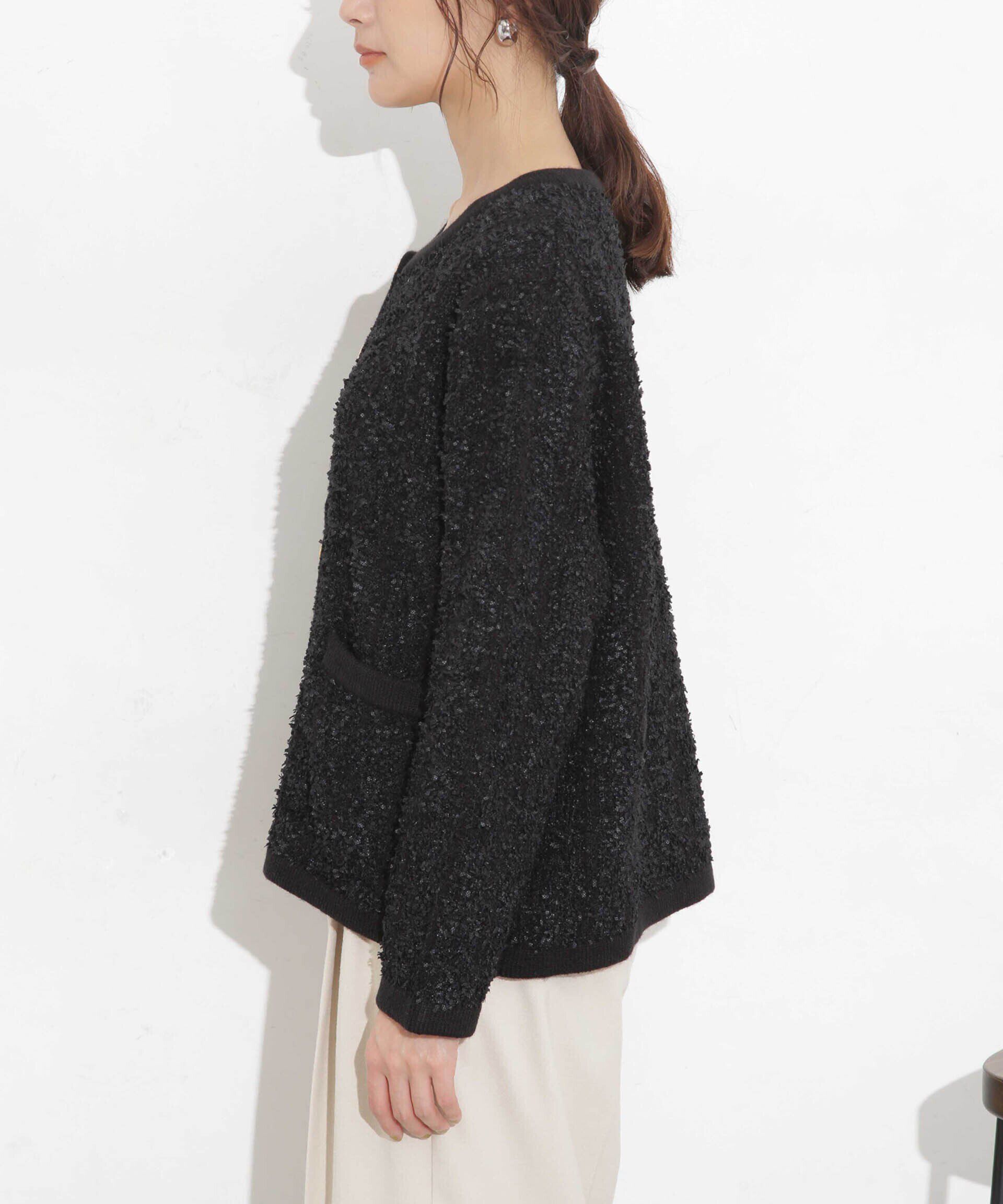 nano･universe「ツイードニットジャケットカーディガン」|ニット・セーター|