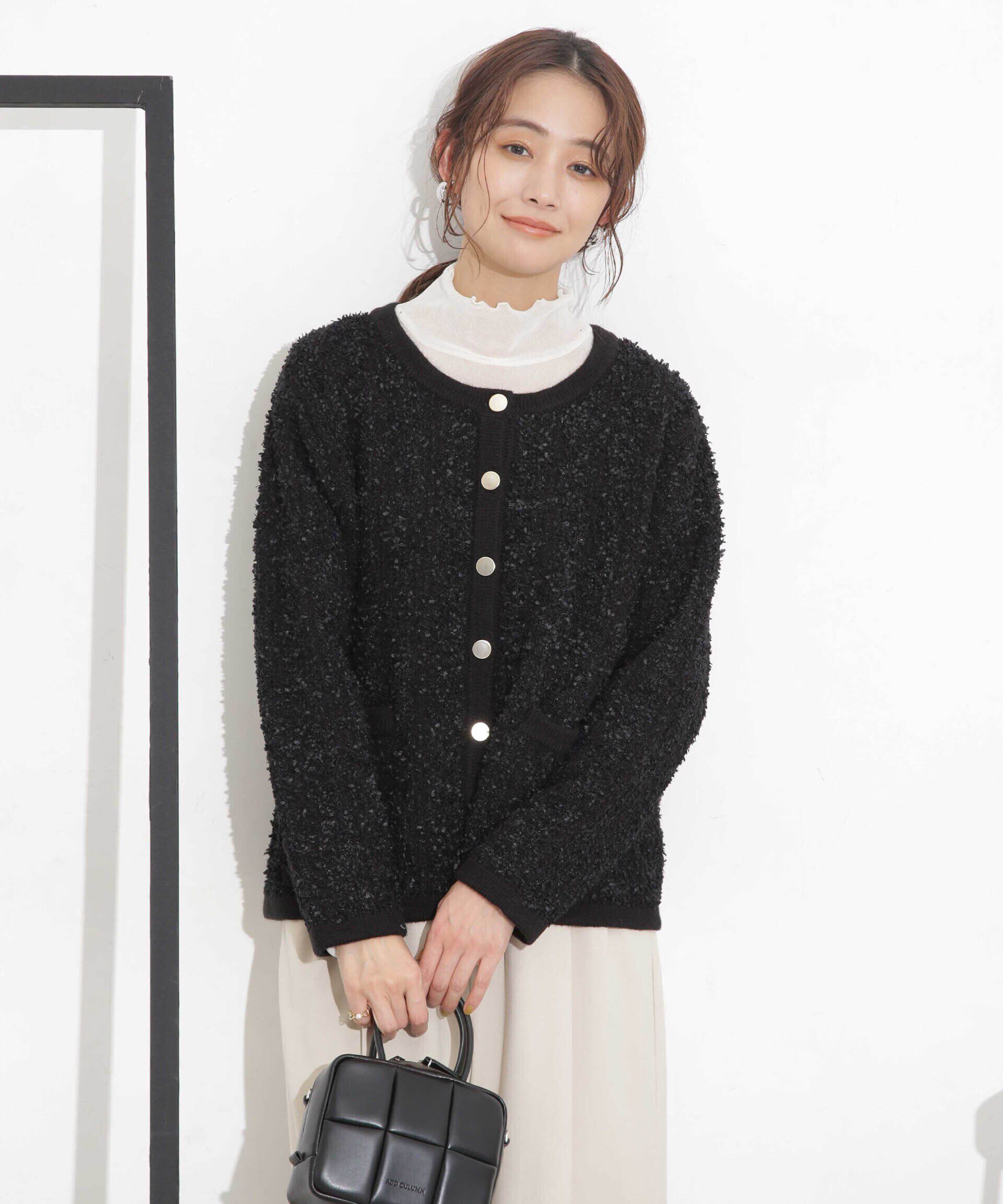 nano･universe「ツイードニットジャケットカーディガン」|ニット・セーター|