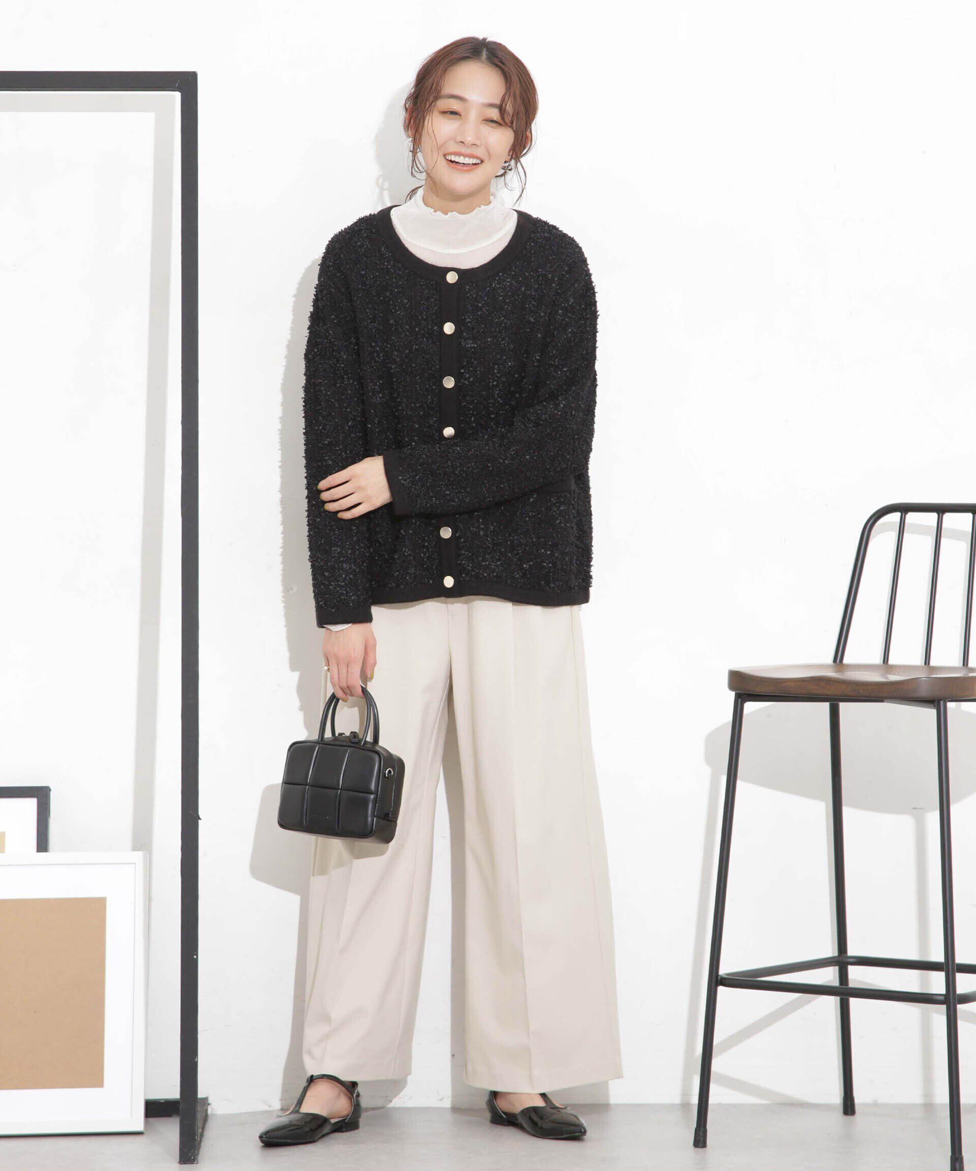 nano･universe「ツイードニットジャケットカーディガン」|ニット・セーター|