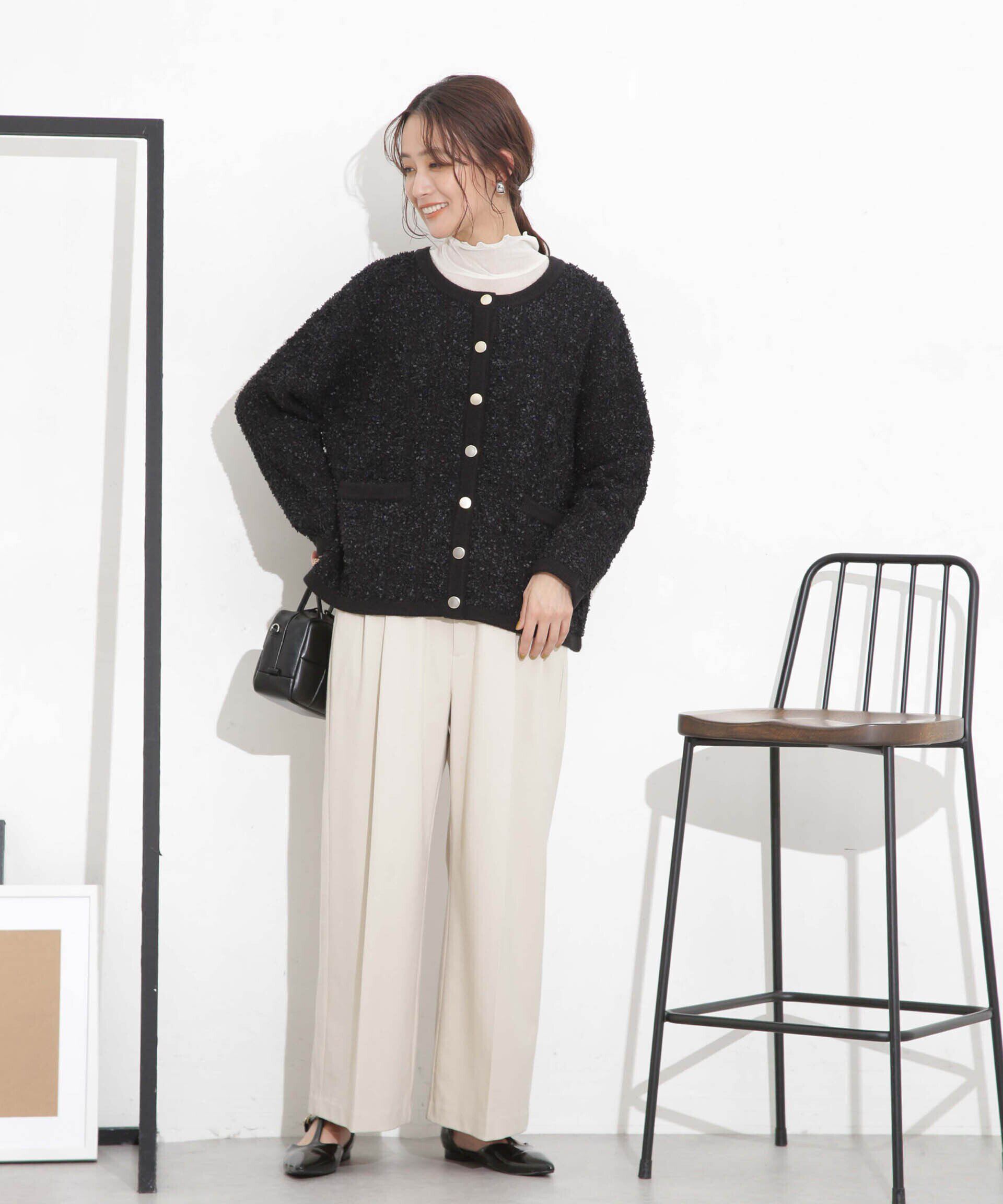 nano･universe「ツイードニットジャケットカーディガン」|ニット・セーター|