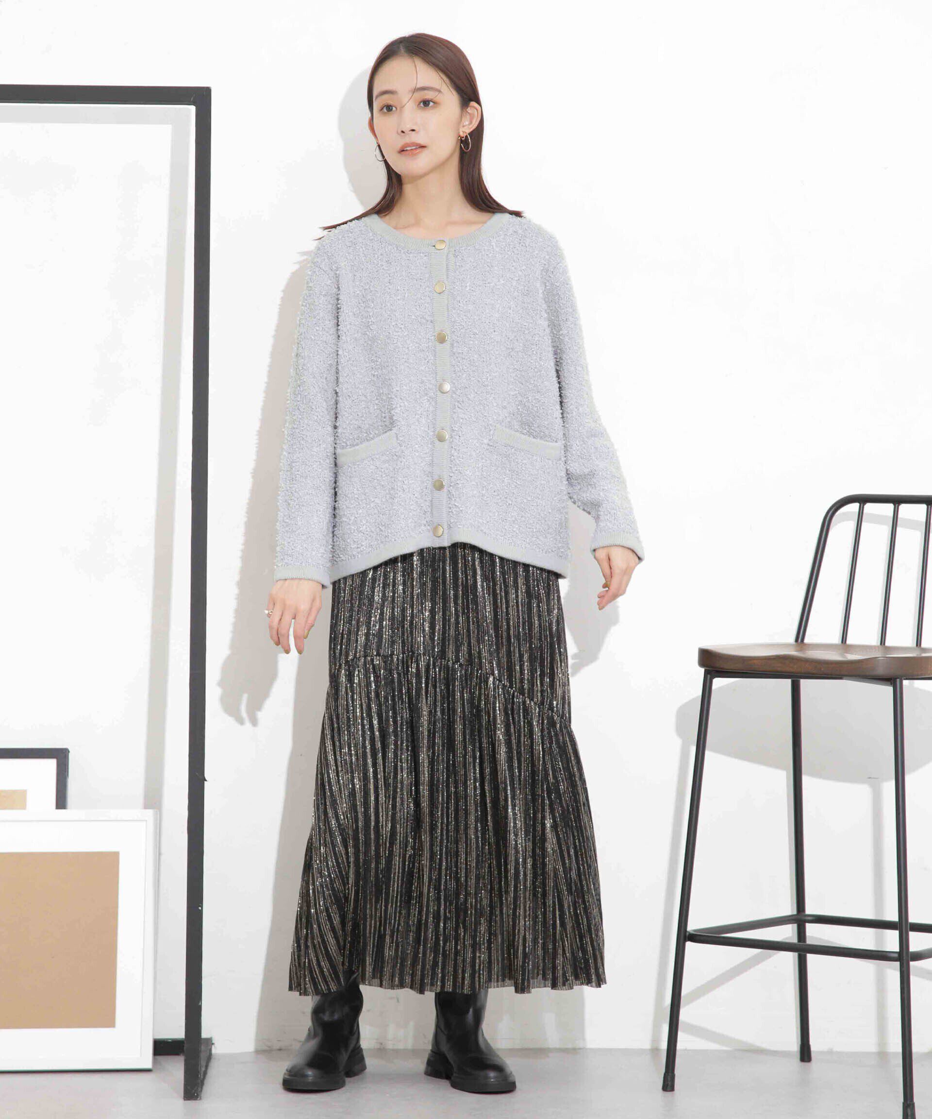 nano･universe「ツイードニットジャケットカーディガン」|ニット・セーター|
