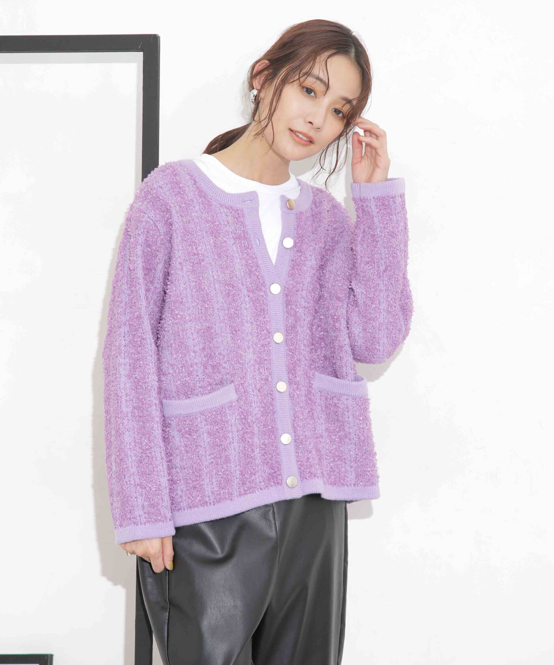 nano･universe「ツイードニットジャケットカーディガン」|ニット・セーター|