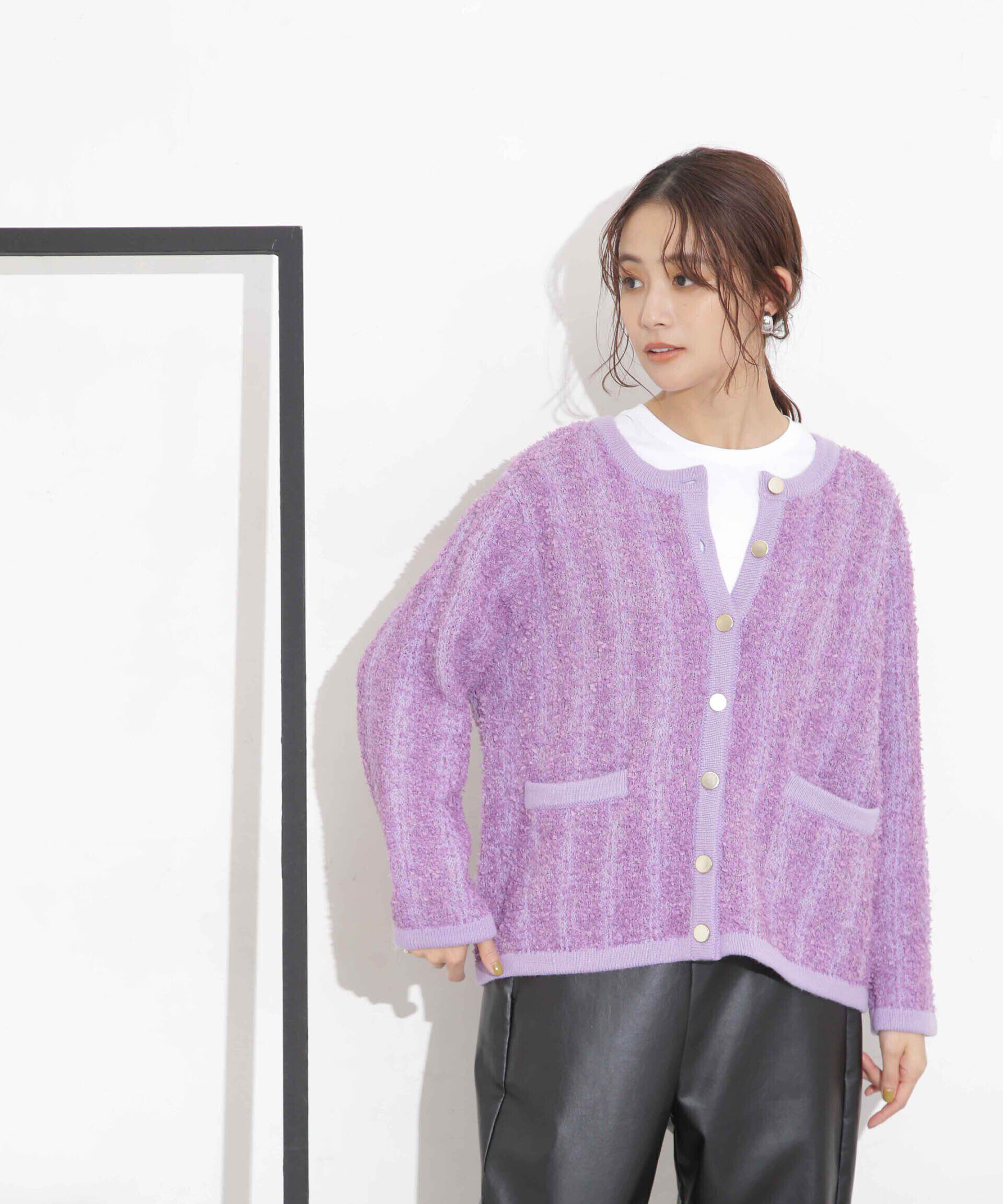 nano･universe「ツイードニットジャケットカーディガン」|ニット・セーター|