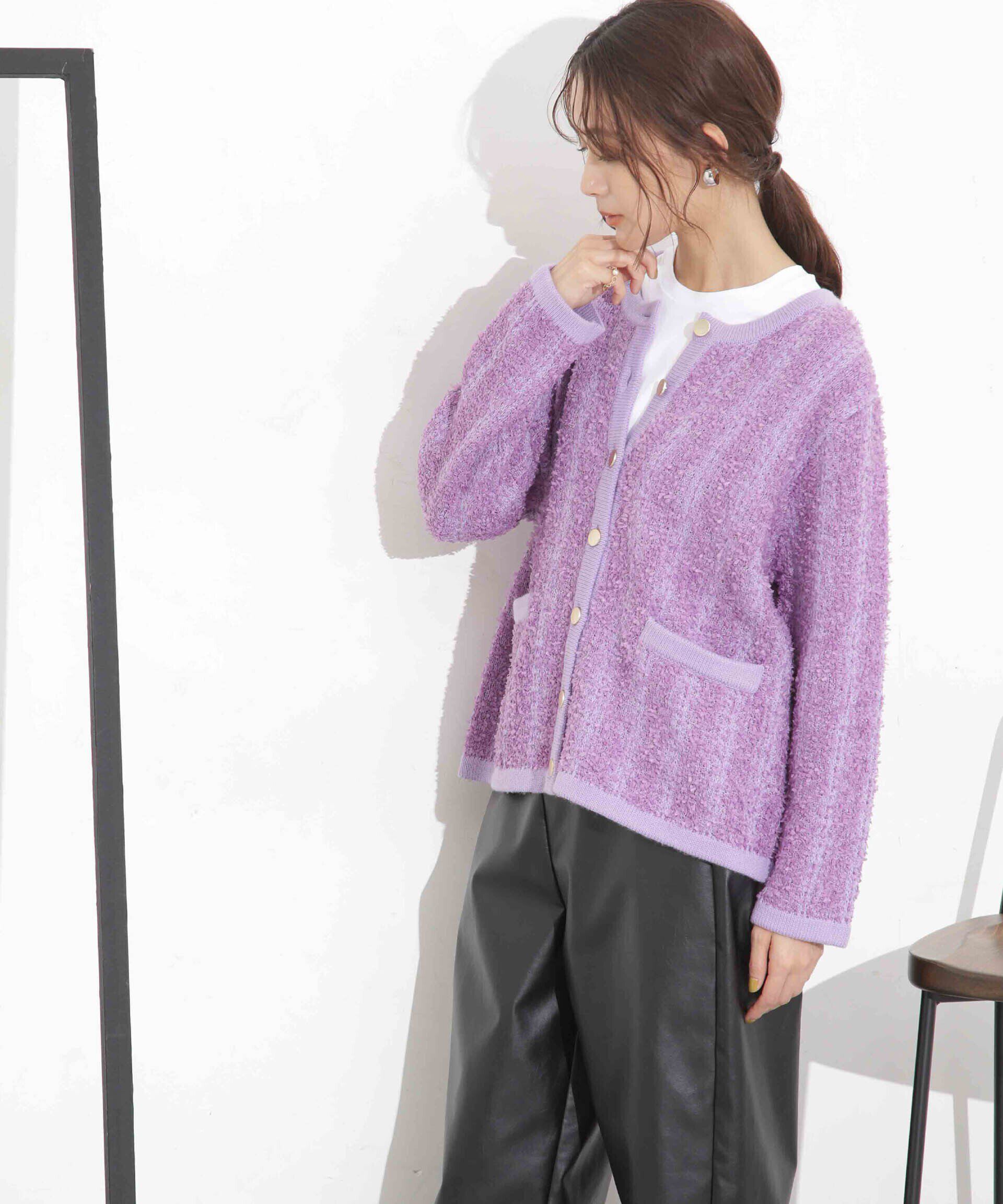 nano･universe「ツイードニットジャケットカーディガン」|ニット・セーター|