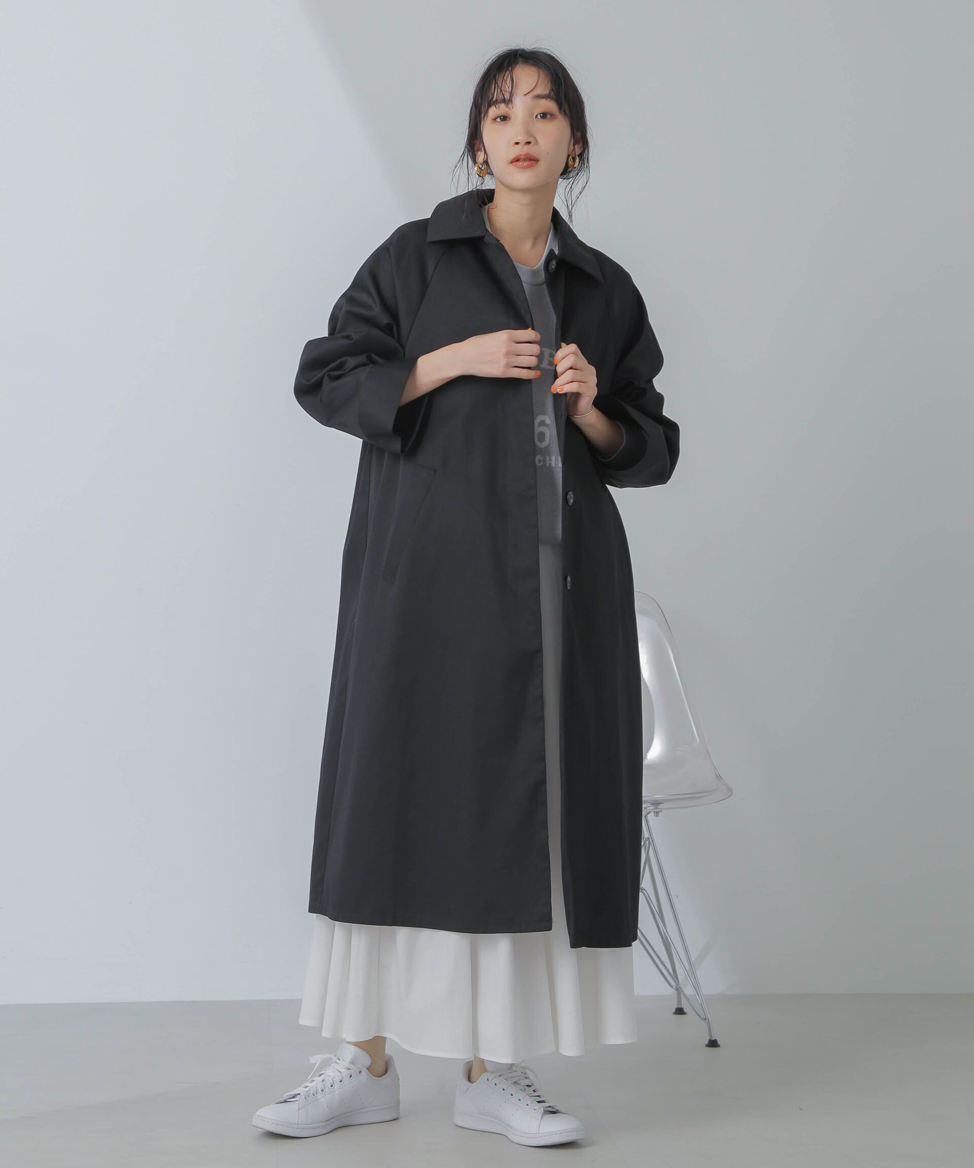 nano･universe「撥水＆花粉ガード加工2way衿ステンカラーコート」|ステンカラーコート|ブラック