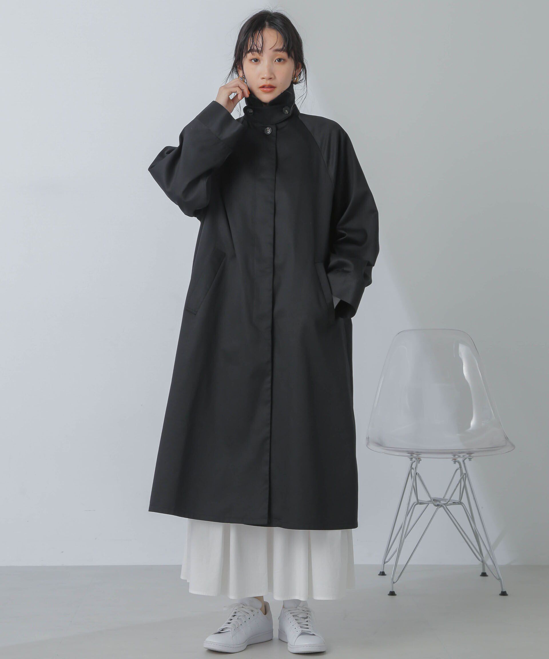 nano･universe「撥水＆花粉ガード加工2way衿ステンカラーコート」|ステンカラーコート|