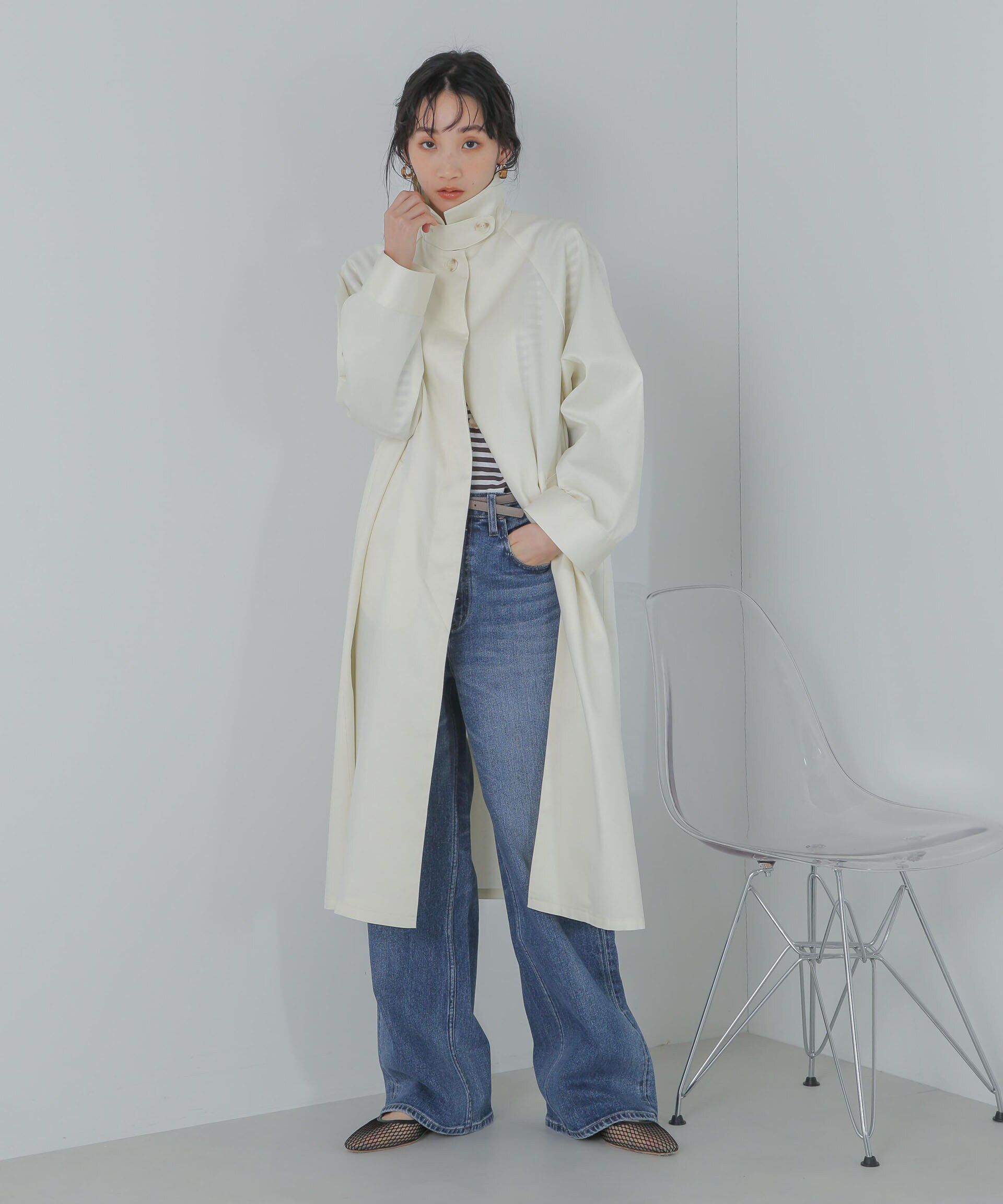 nano･universe「撥水＆花粉ガード加工2way衿ステンカラーコート」|ステンカラーコート|