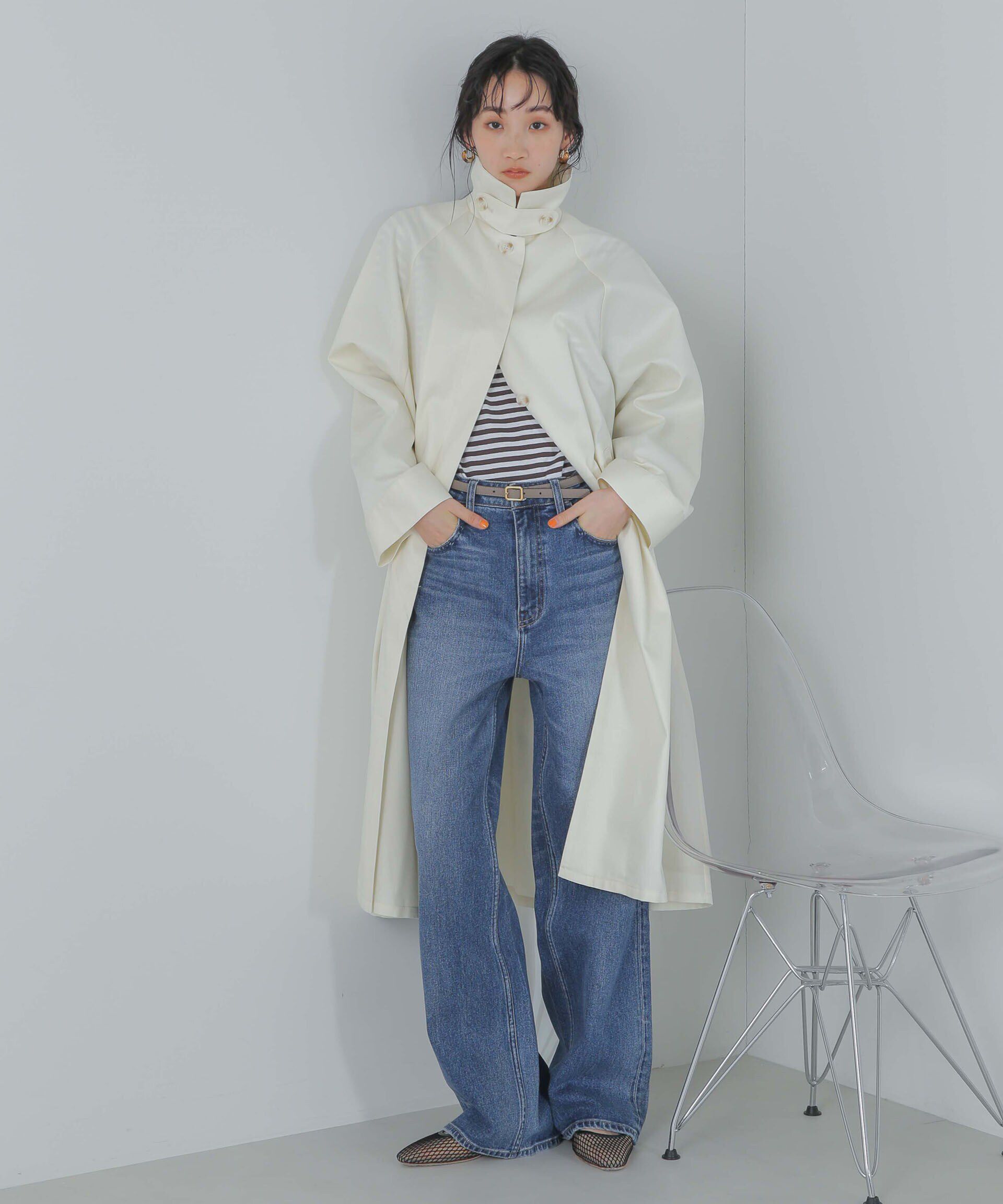 nano･universe「撥水＆花粉ガード加工2way衿ステンカラーコート」|ステンカラーコート|