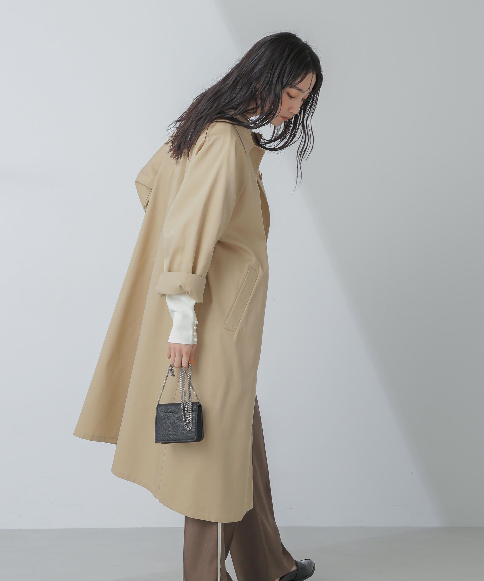 nano･universe「撥水＆花粉ガード加工2way衿ステンカラーコート」|ステンカラーコート|