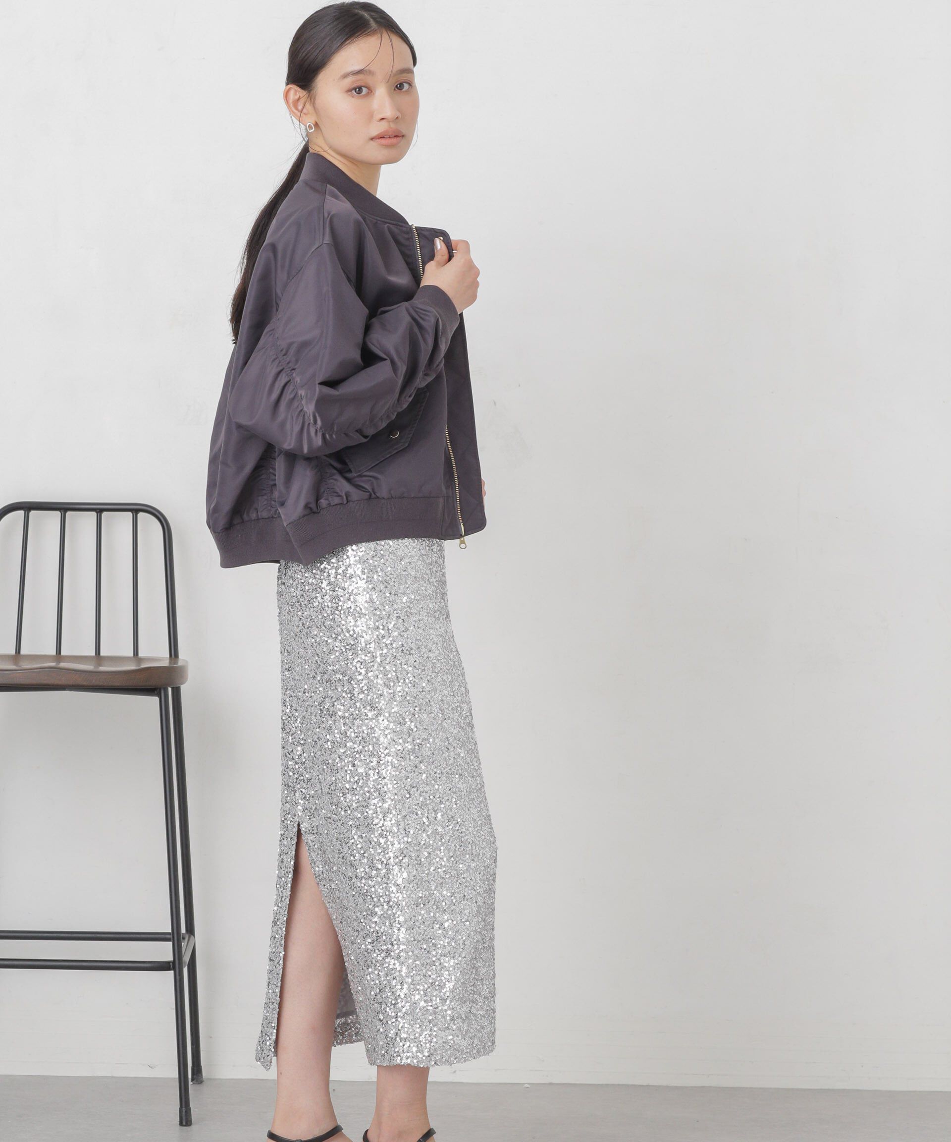 nano･universe「スパンコールIラインスカート」|スカート|