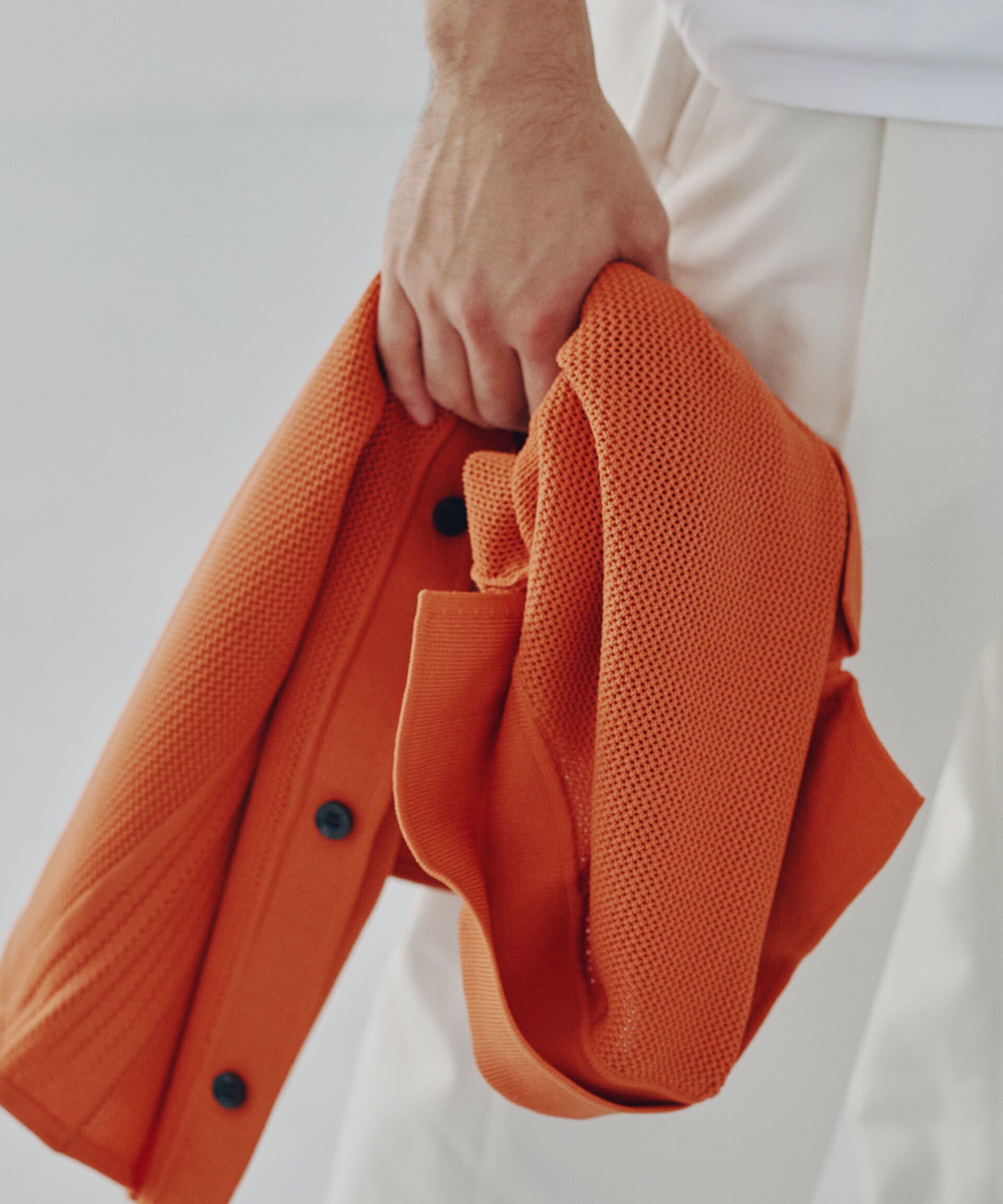 nano･universe「ポリメッシュリラックスオープンカラーニットシャツ」|ニット・セーター|