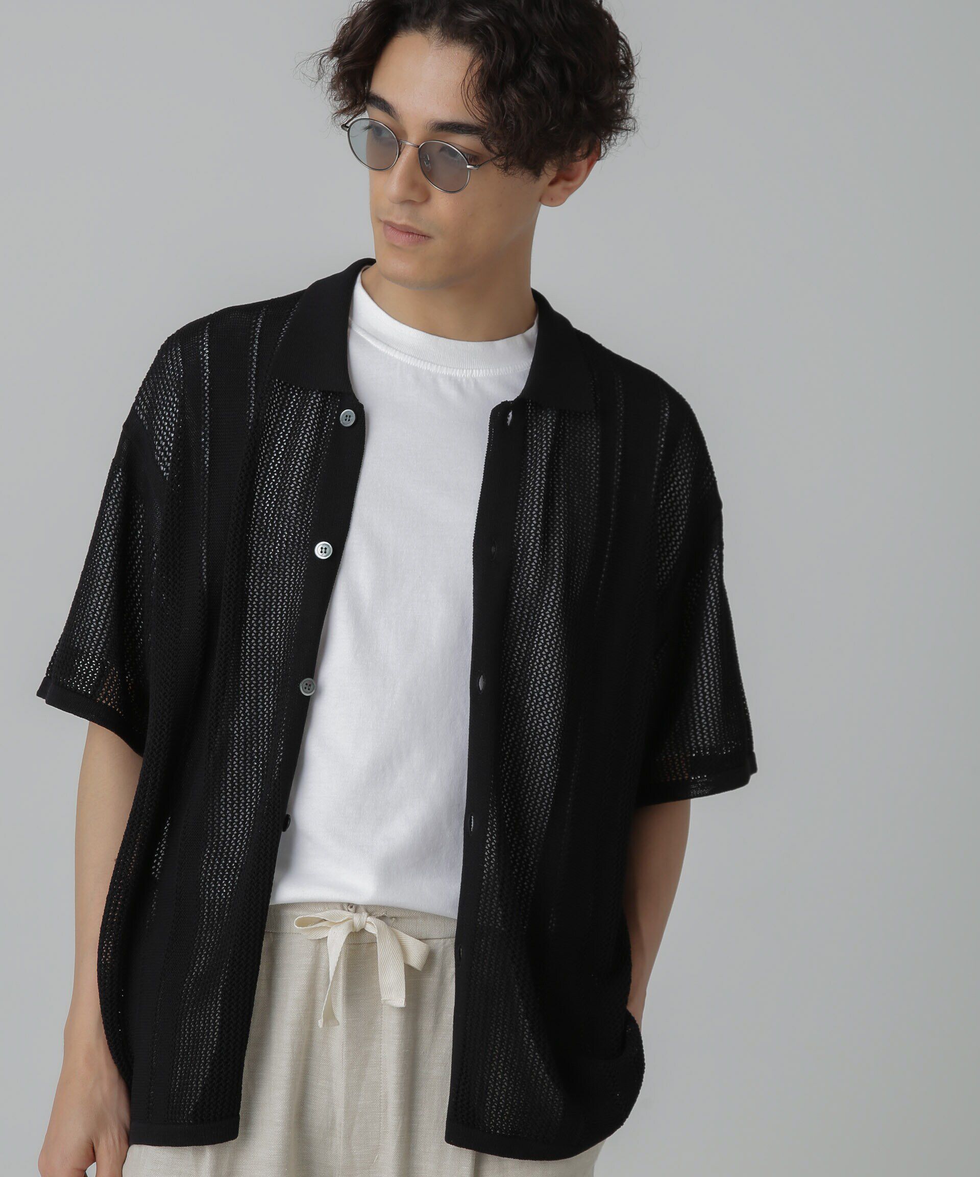 nano･universe「ドライタッチニットシャツ 半袖」|シャツ・ブラウス|