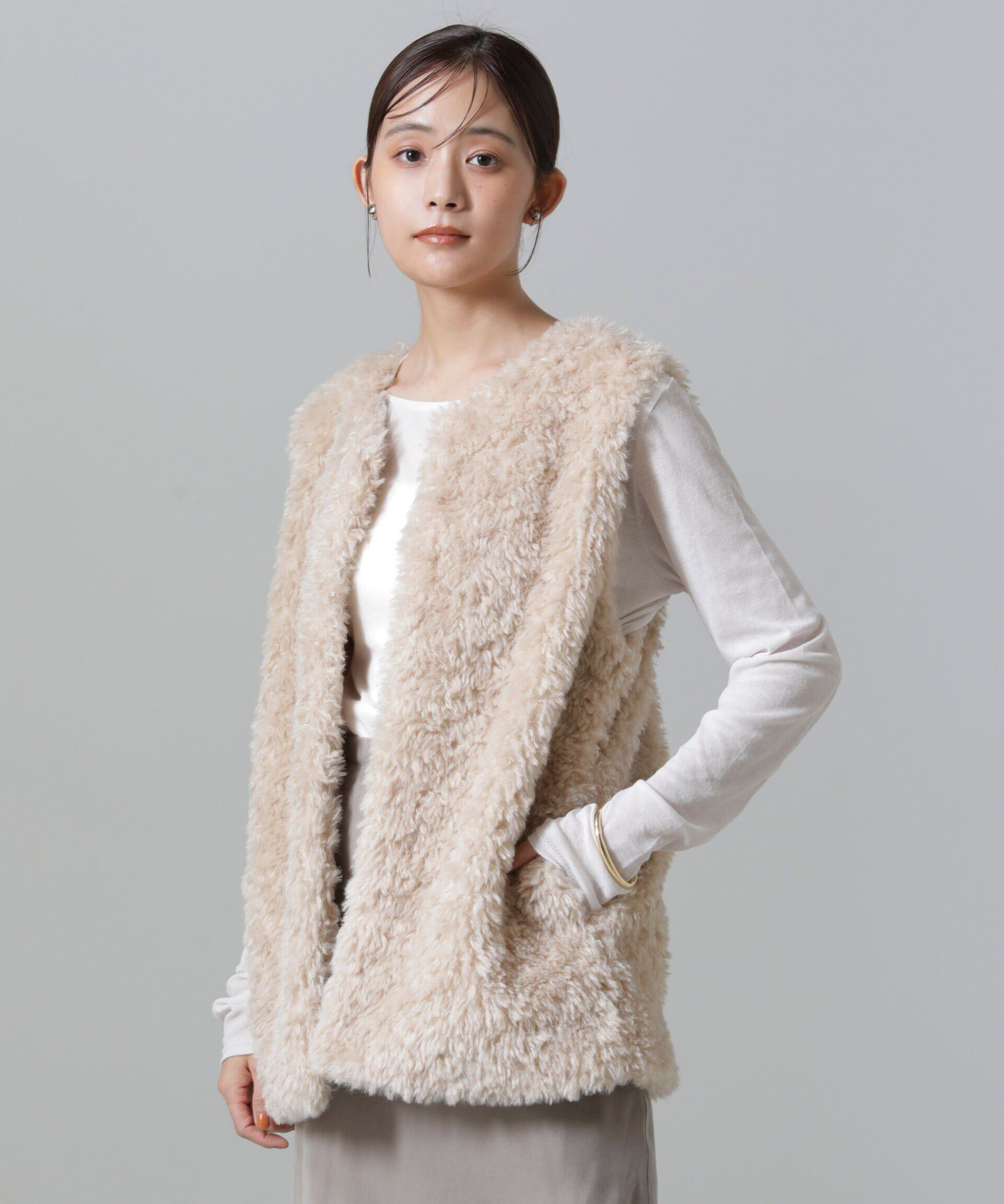 nano･universe「カーリーファーミドルベスト」|テーラードジャケット|ライトベージ 1