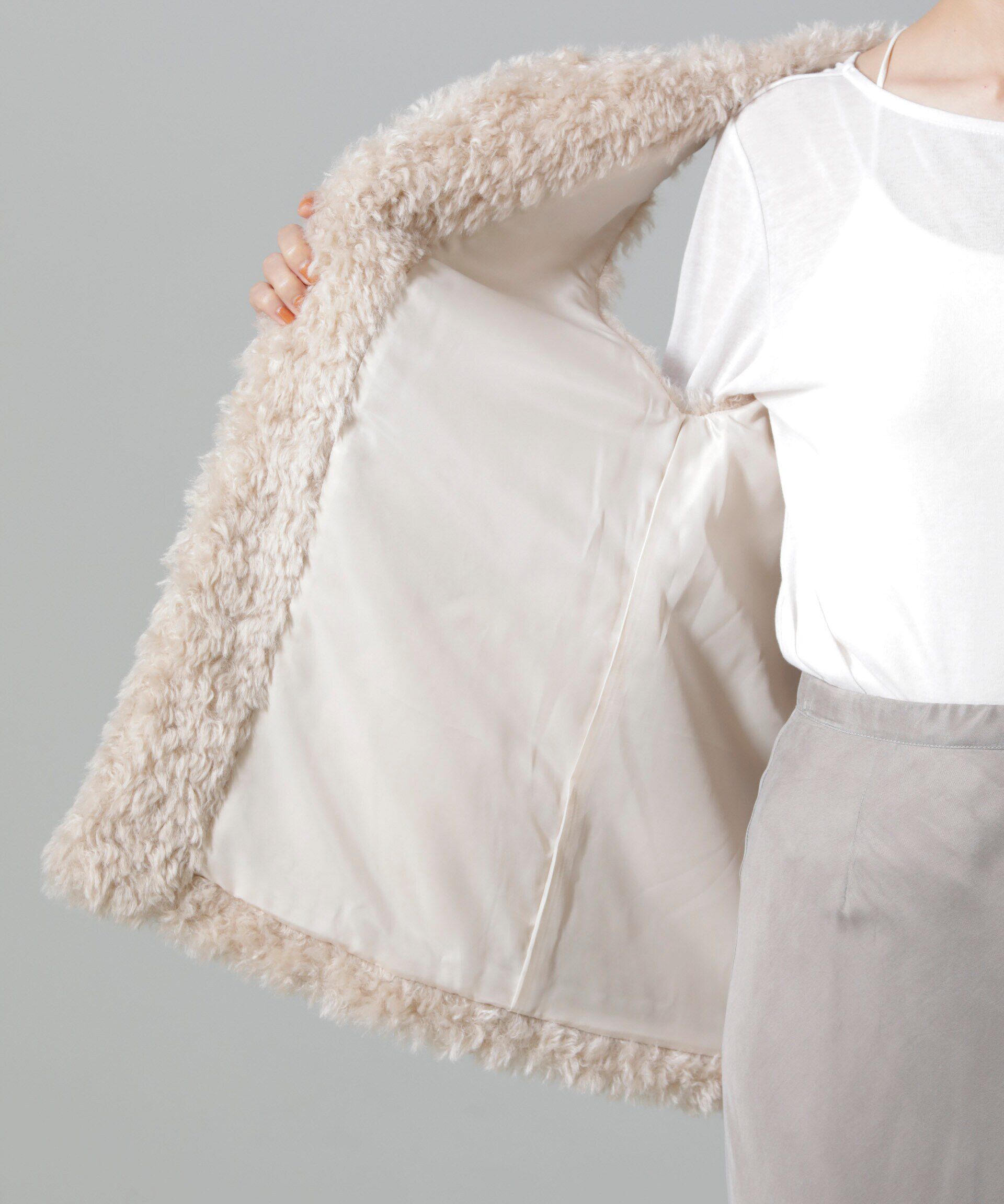 nano･universe「カーリーファーミドルベスト」|テーラードジャケット|