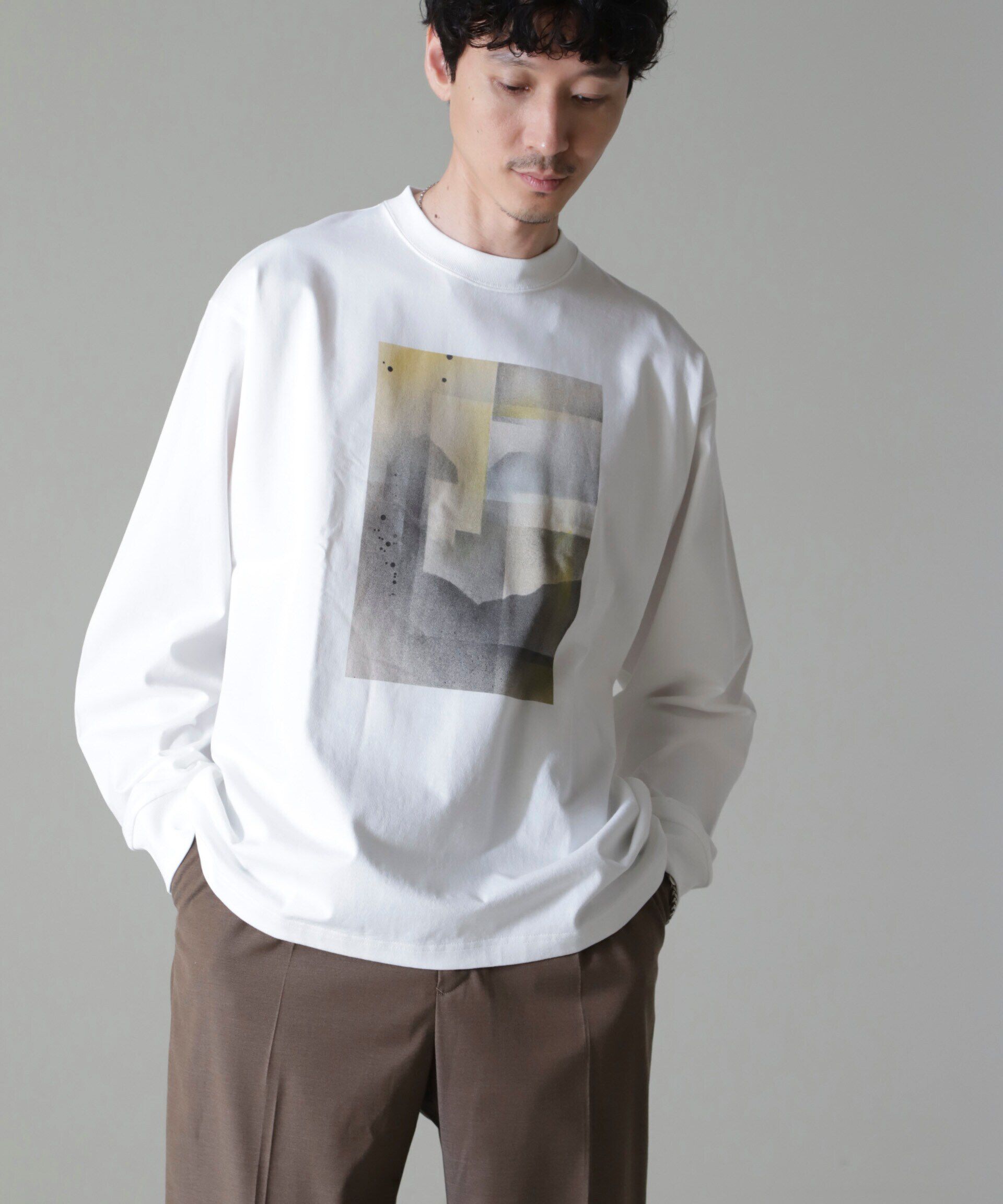 nano･universe「「MOFFISIE2.0」オリジナルプリントTシャツ長袖」|Tシャツ・カットソー|