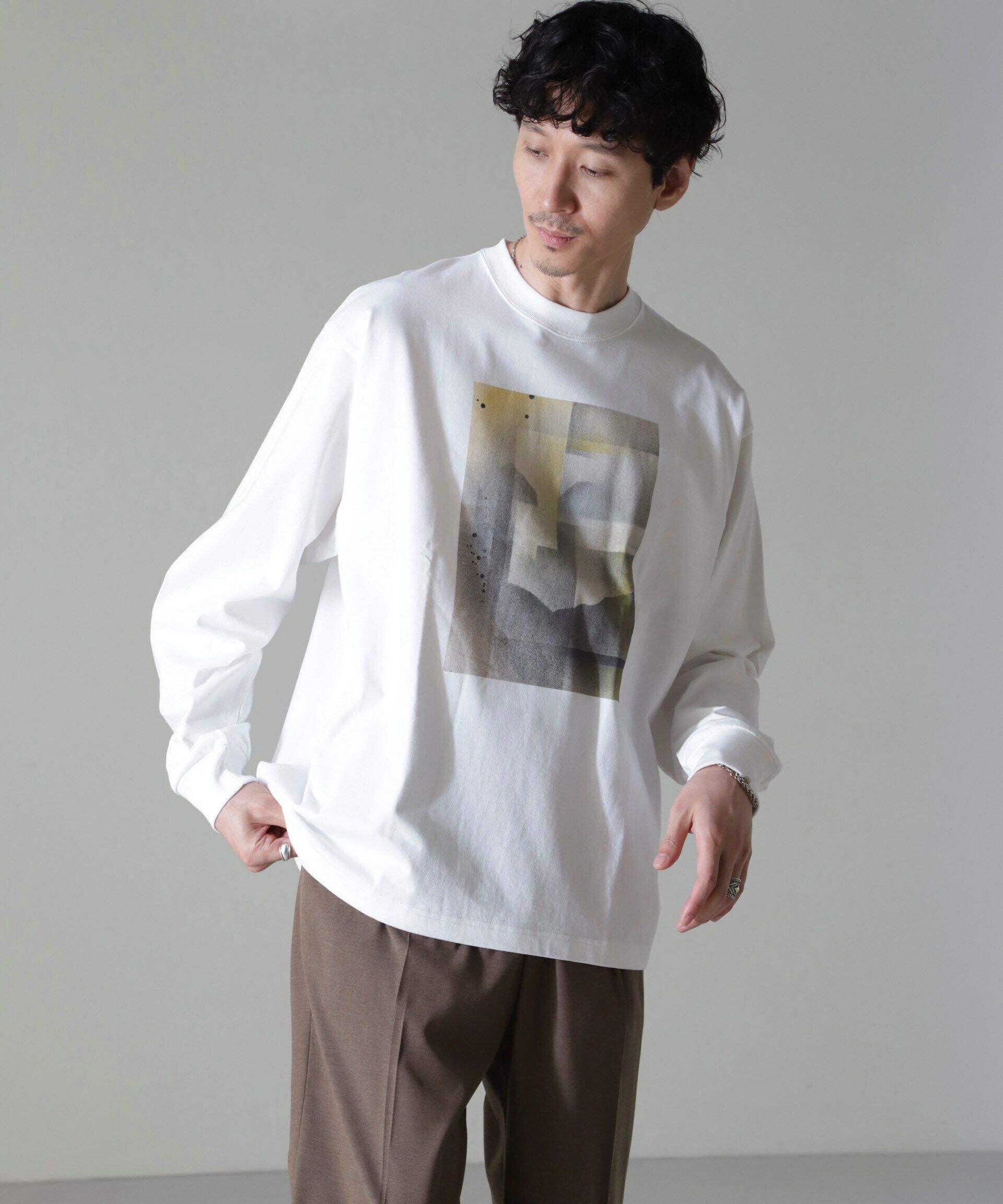 nano･universe「「MOFFISIE2.0」オリジナルプリントTシャツ長袖」|Tシャツ・カットソー|