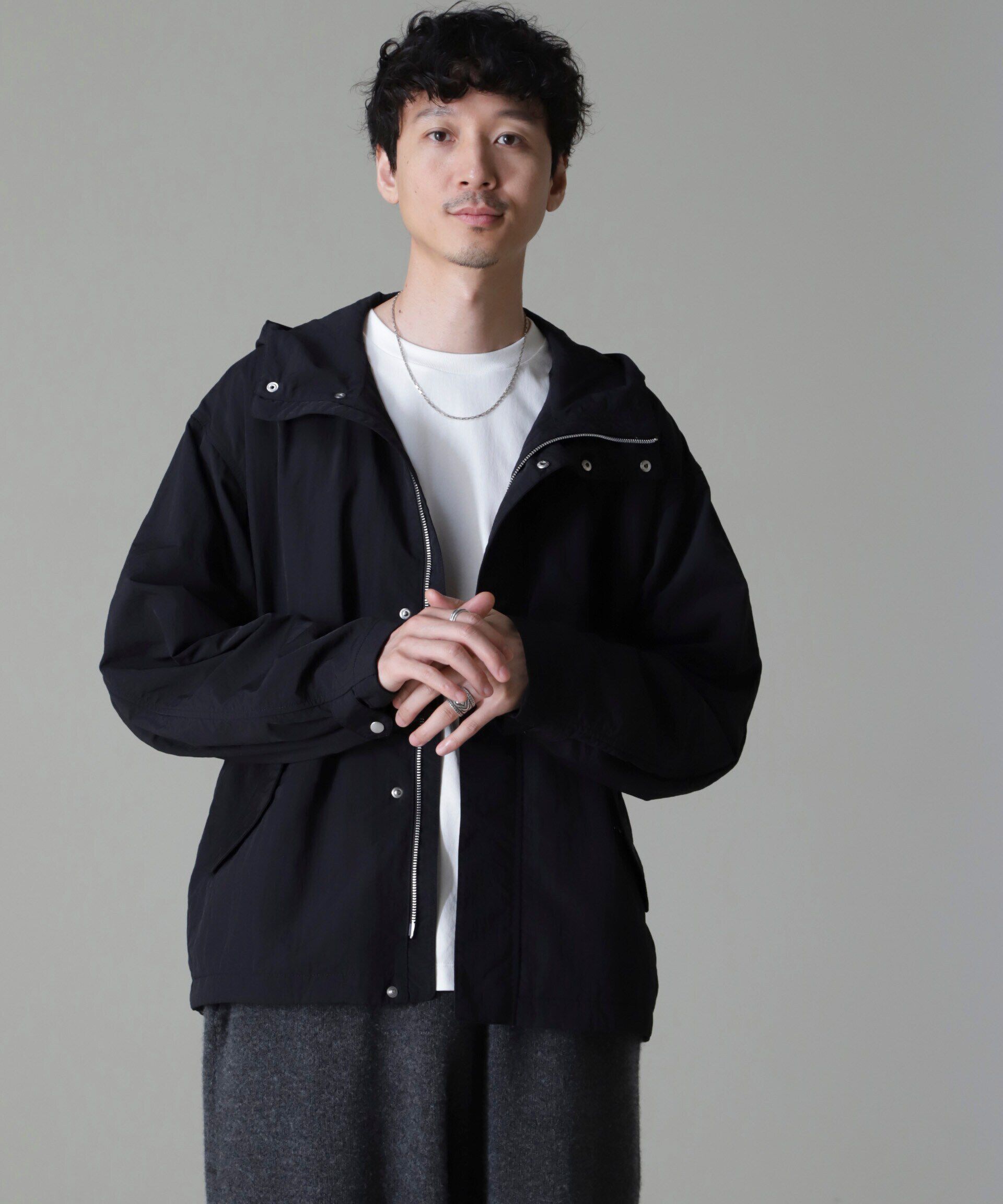 nano･universe「水溶性ボンディング撥水ショートモッズコート(セットアップ可)」|ブルゾン・スタジャン|ブラック