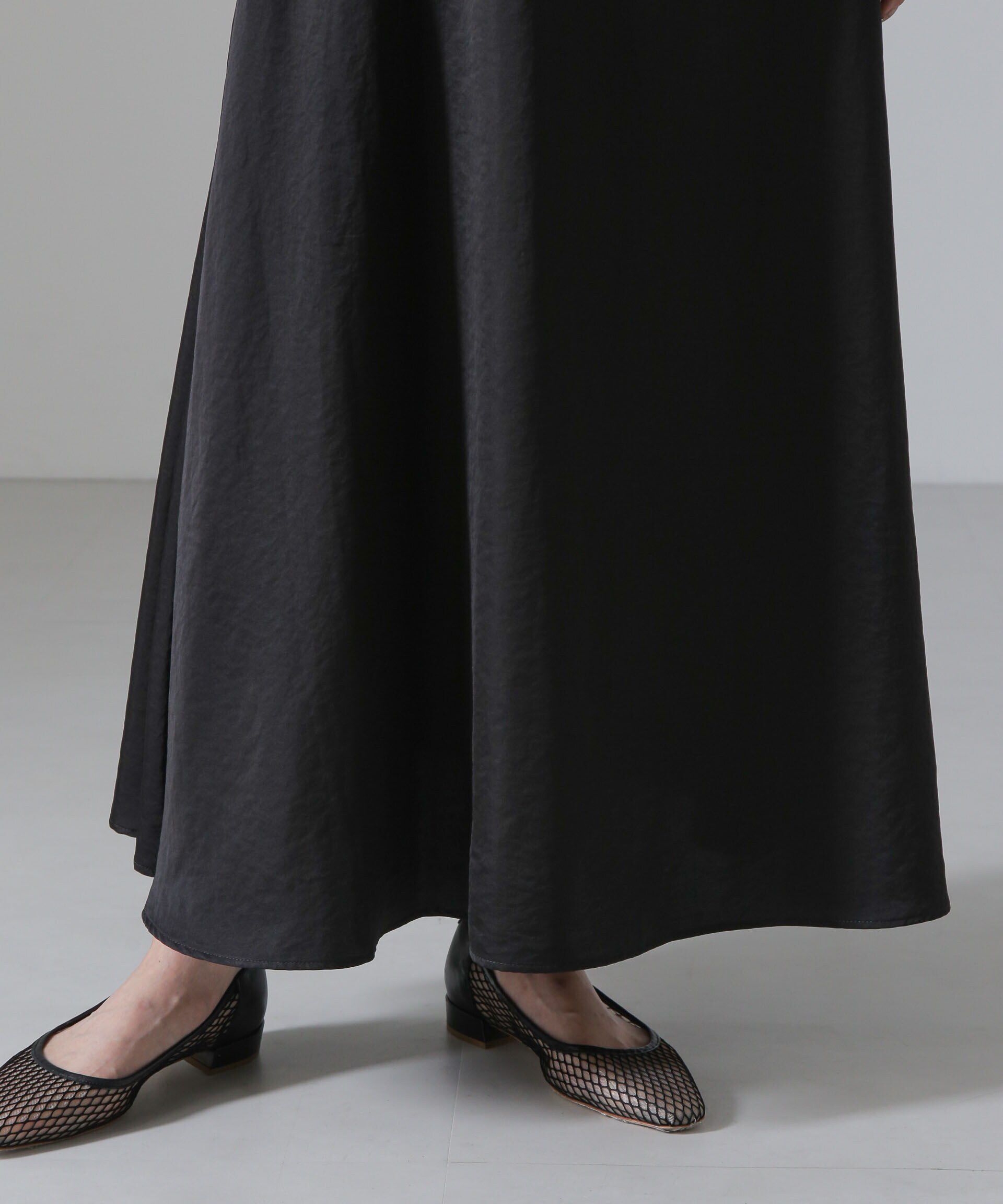 nano･universe「ヴィンテージサテンフレアロングスカート(セットアップ可)」|スカート|