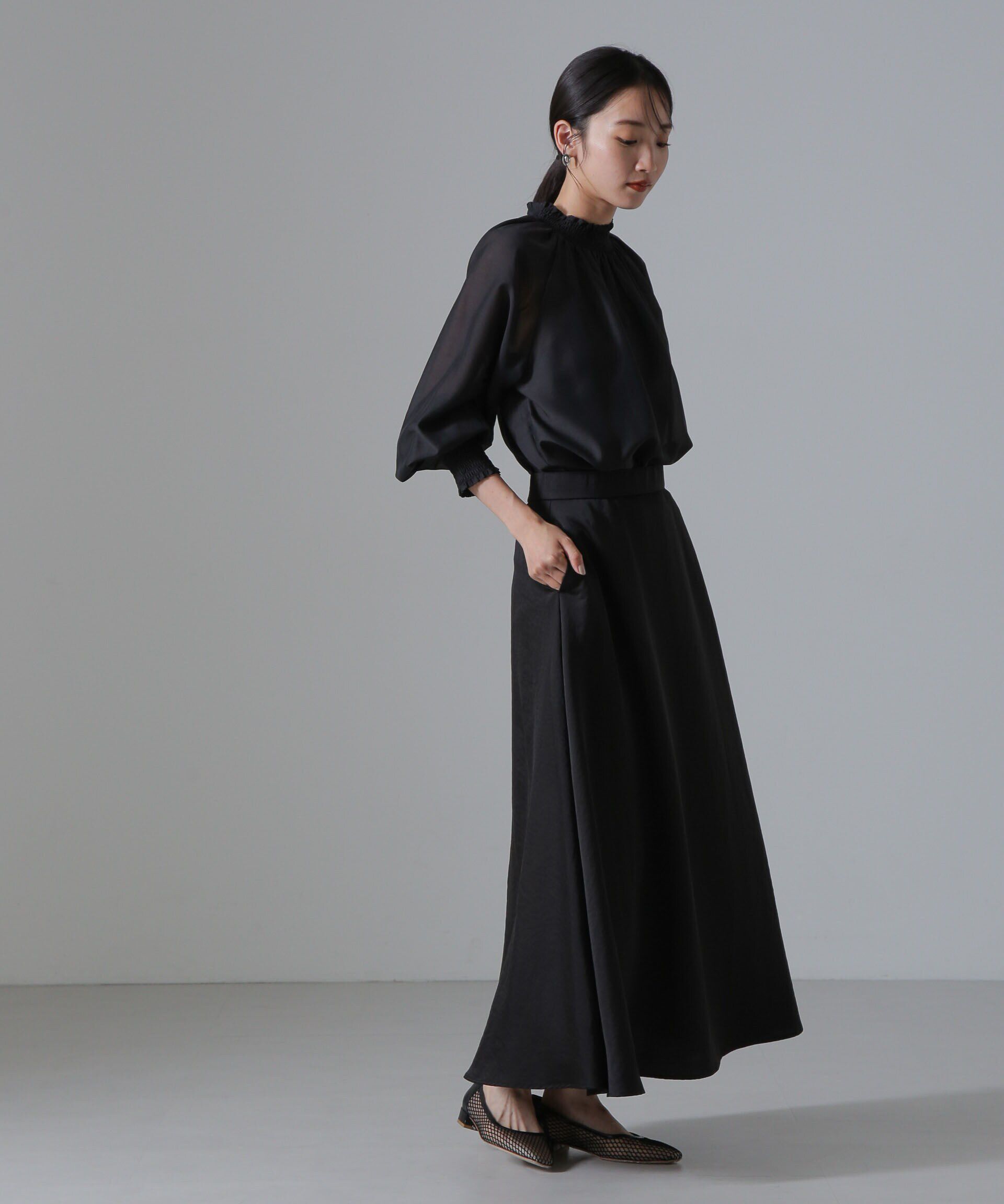 nano･universe「ヴィンテージサテンフレアロングスカート(セットアップ可)」|スカート|