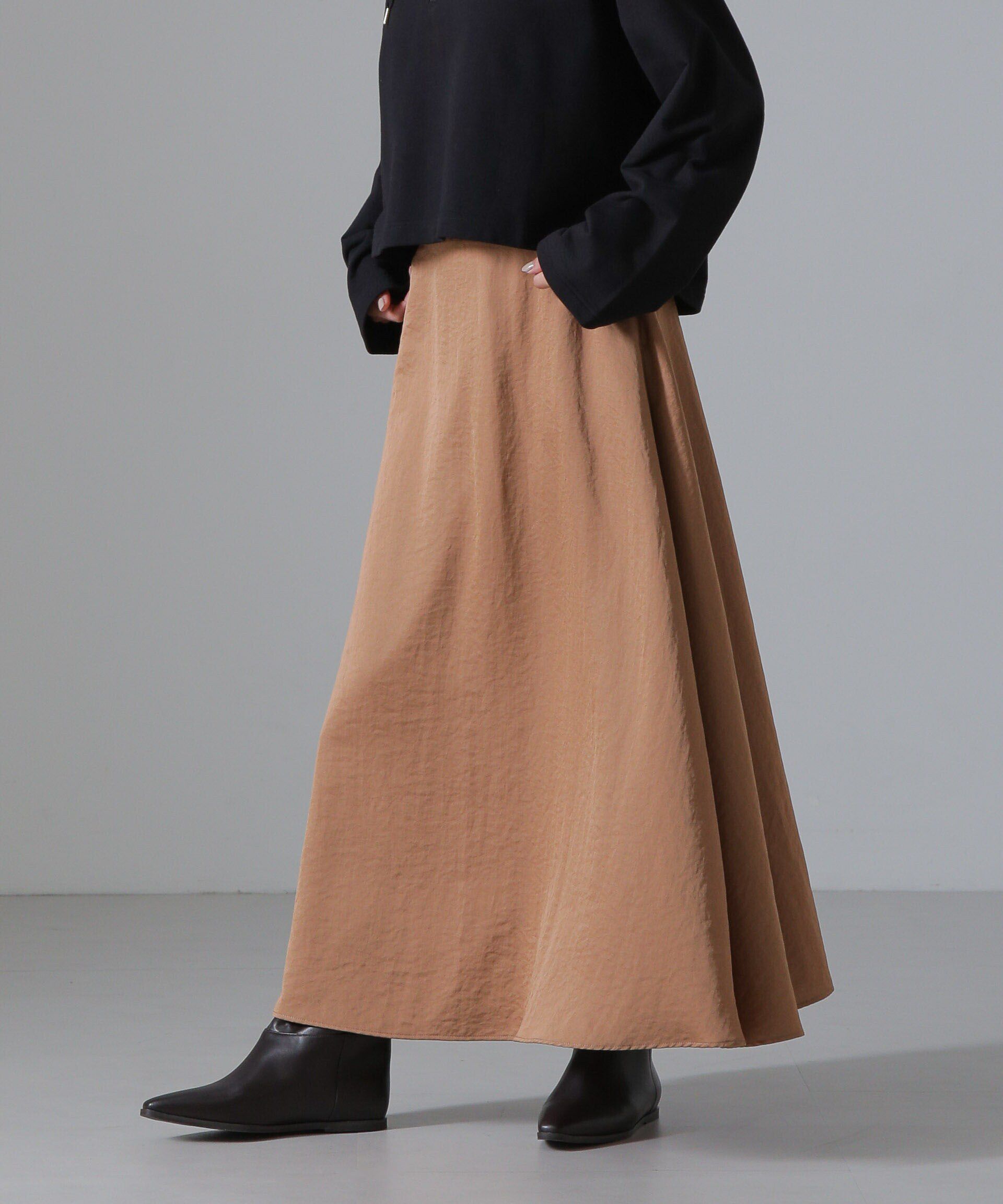 nano･universe「ヴィンテージサテンフレアロングスカート(セットアップ可)」|スカート|