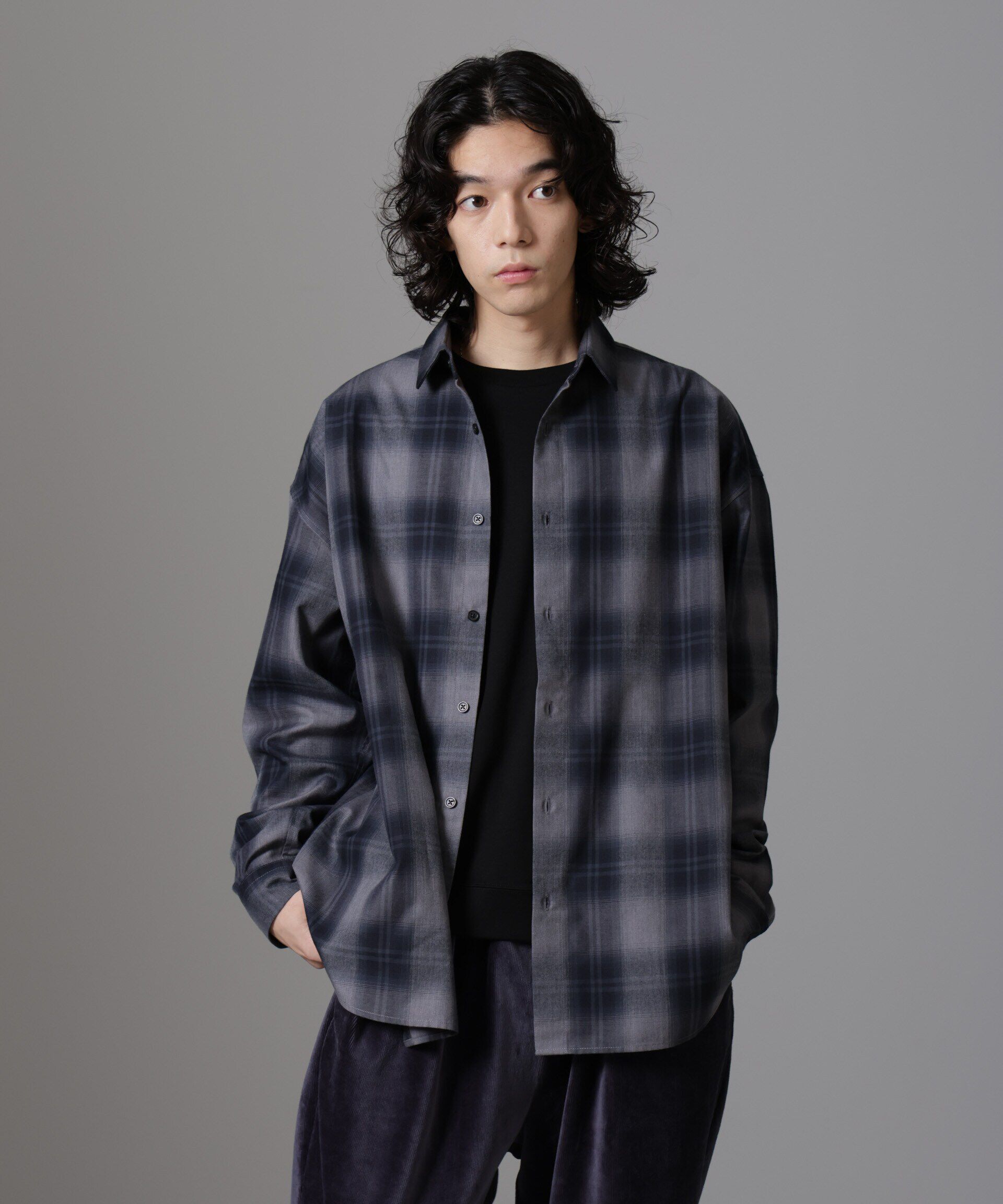 nano･universe「ビッグドレープチェックシャツ 長袖」|シャツ・ブラウス|