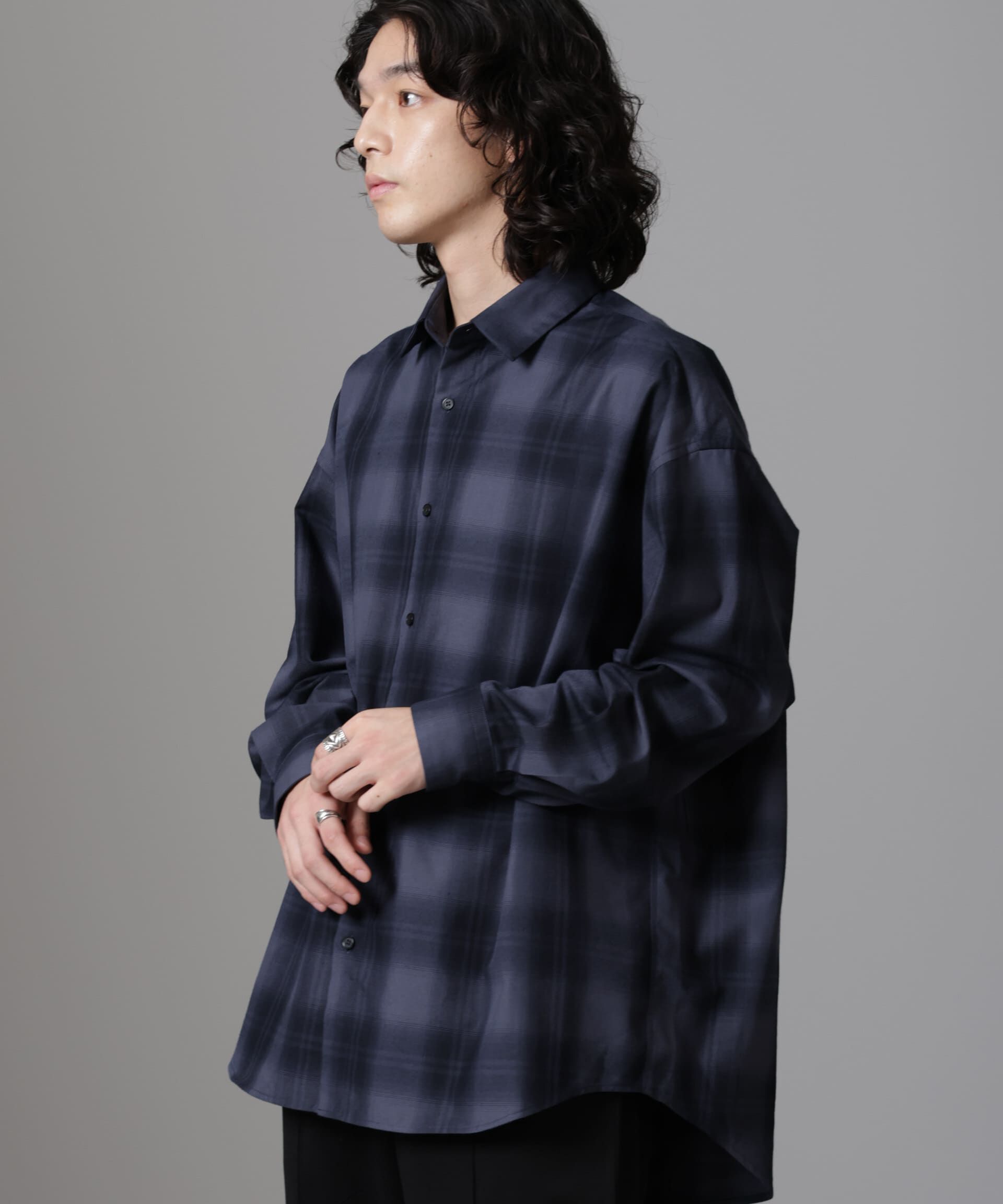 nano･universe「ビッグドレープチェックシャツ 長袖」|シャツ・ブラウス|
