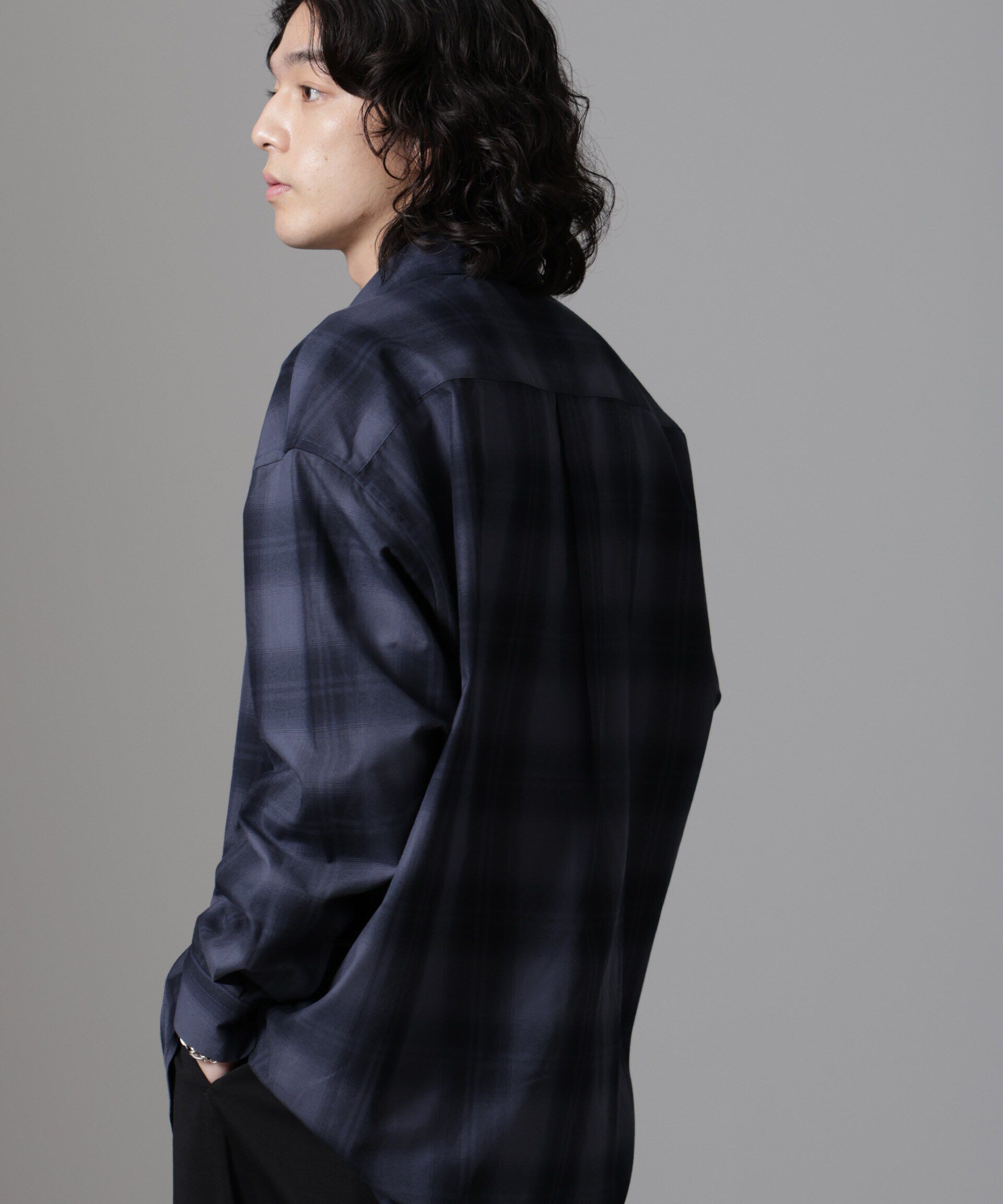 nano･universe「ビッグドレープチェックシャツ 長袖」|シャツ・ブラウス|