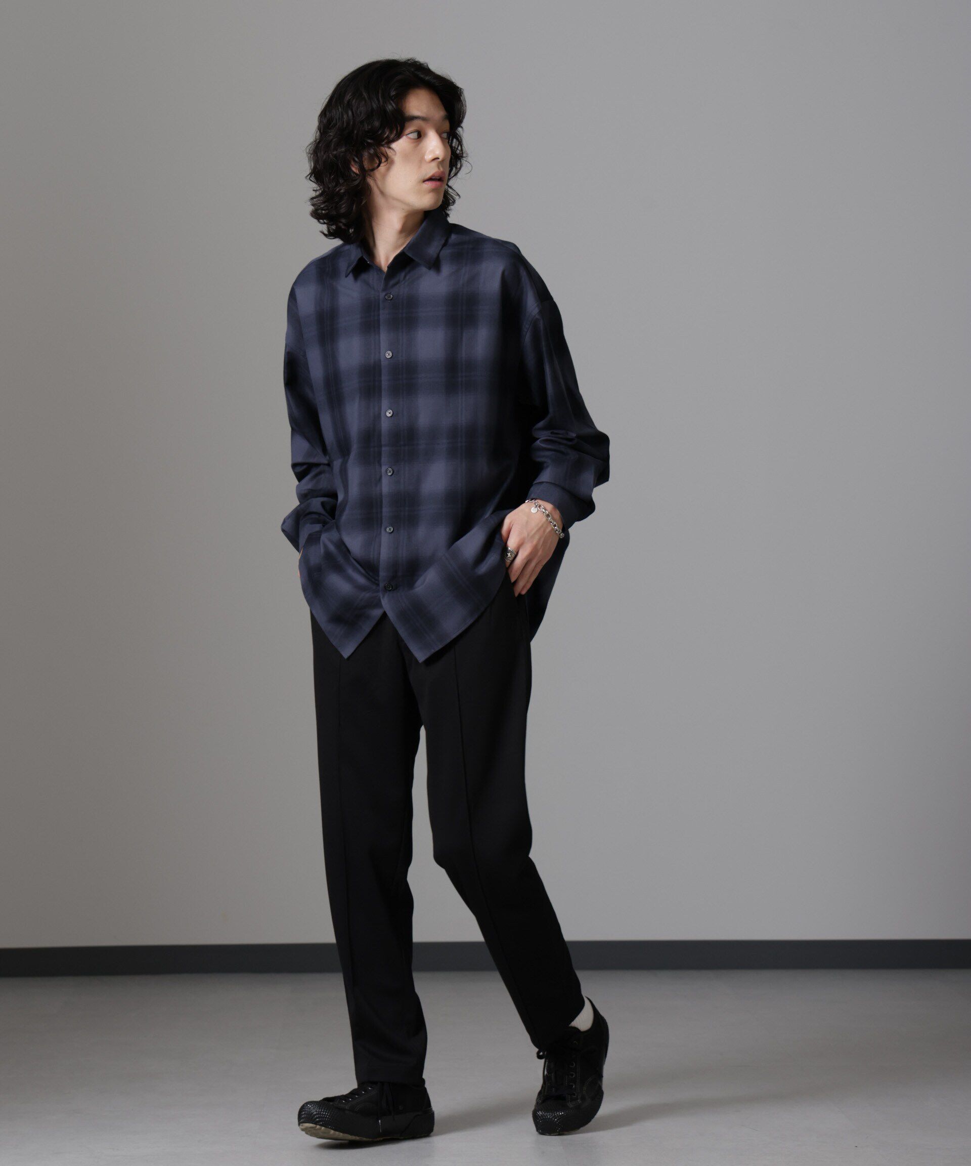 nano･universe「ビッグドレープチェックシャツ 長袖」|シャツ・ブラウス|
