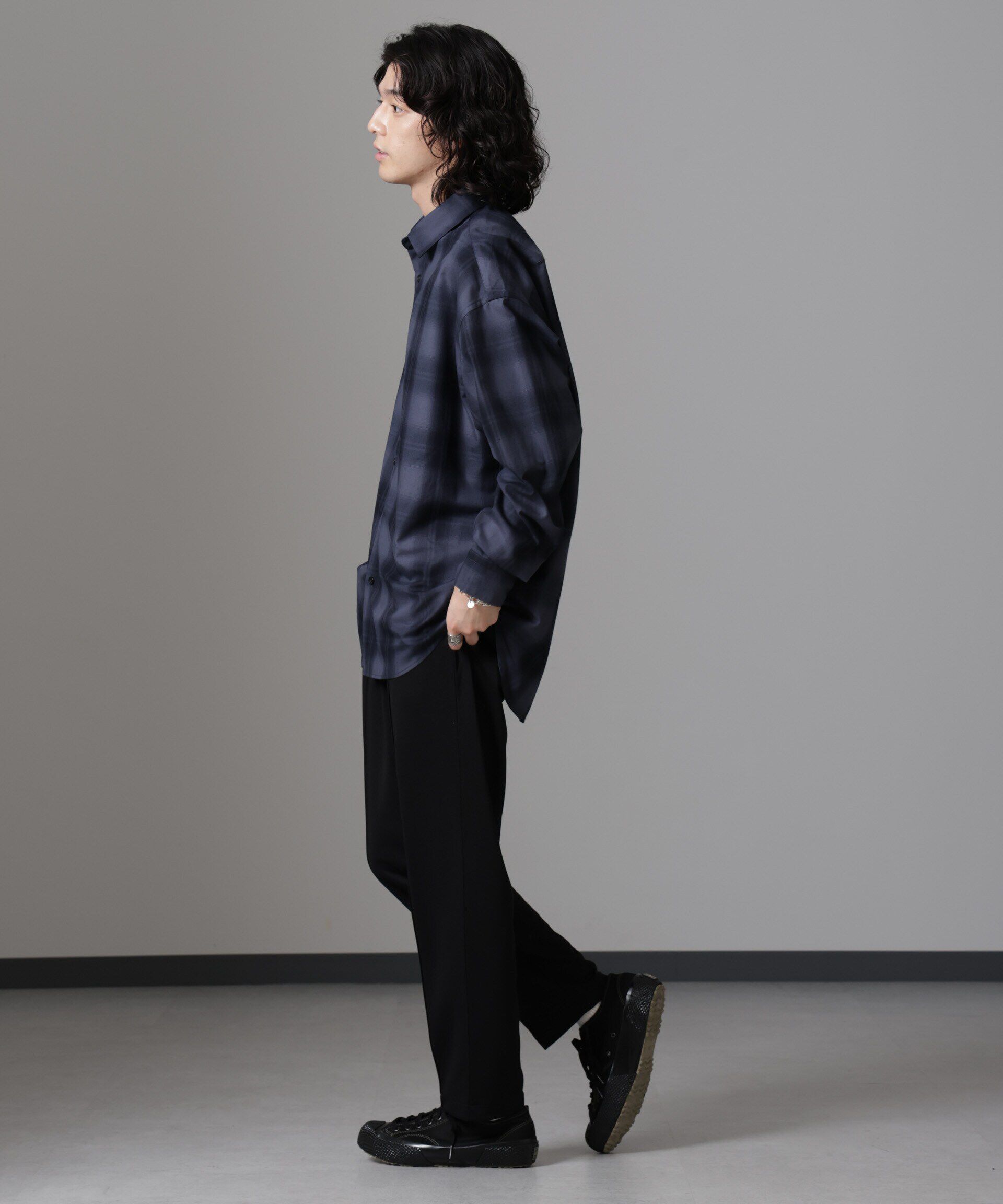 nano･universe「ビッグドレープチェックシャツ 長袖」|シャツ・ブラウス|