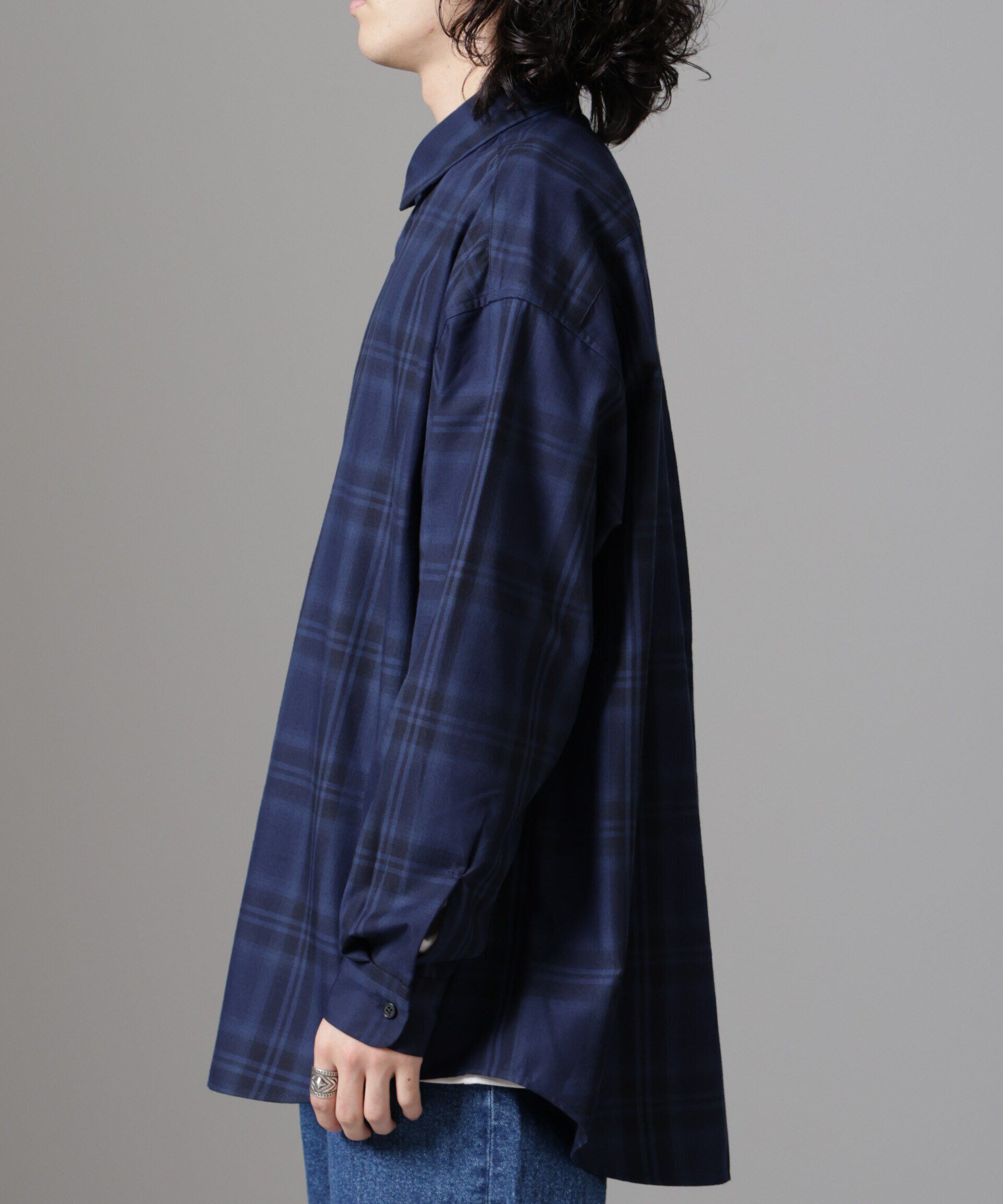 nano･universe「ビッグドレープチェックシャツ 長袖」|シャツ・ブラウス|
