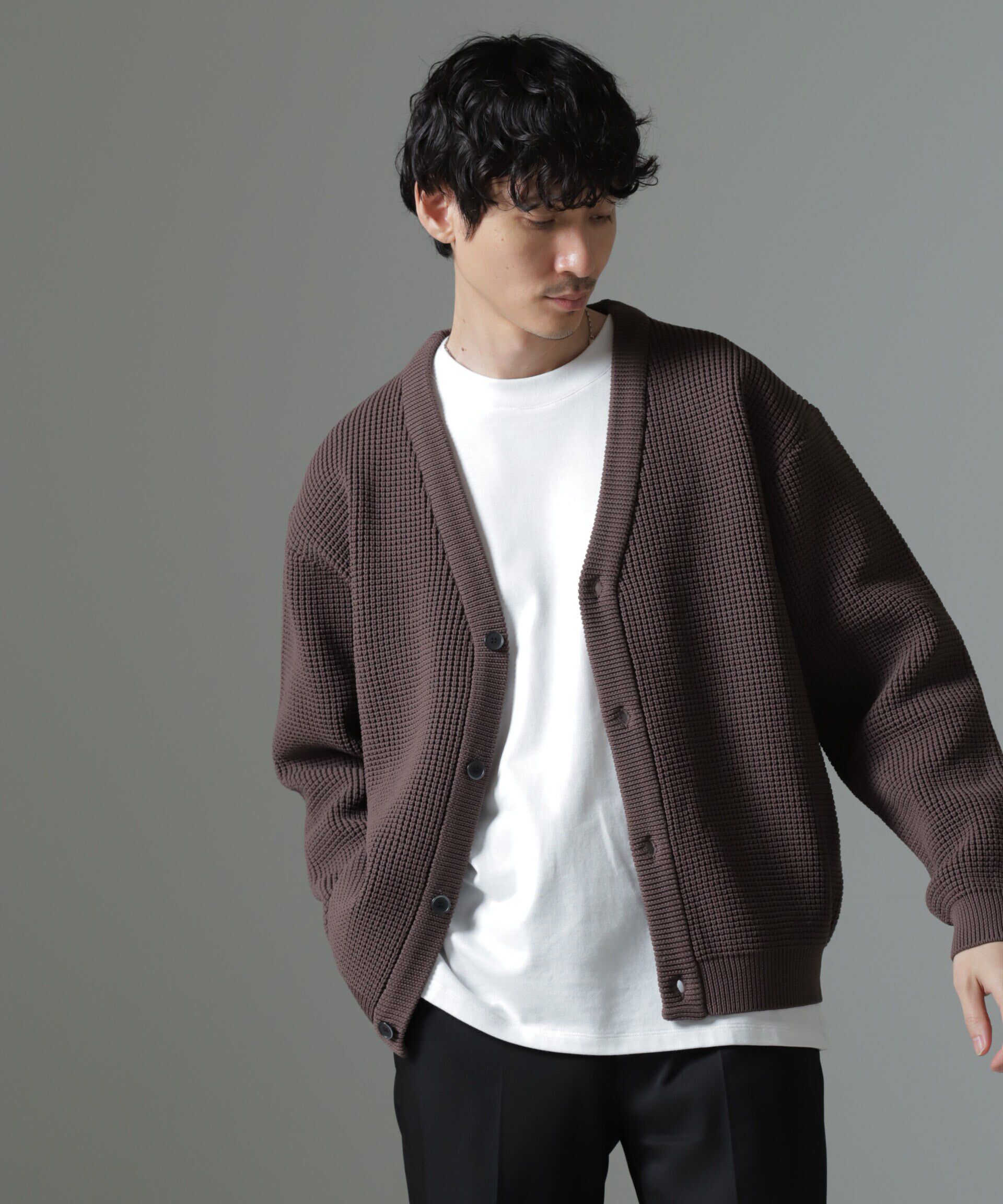 nano･universe「スポンディッシュ カーディガン」|ニット・セーター|ブラウン