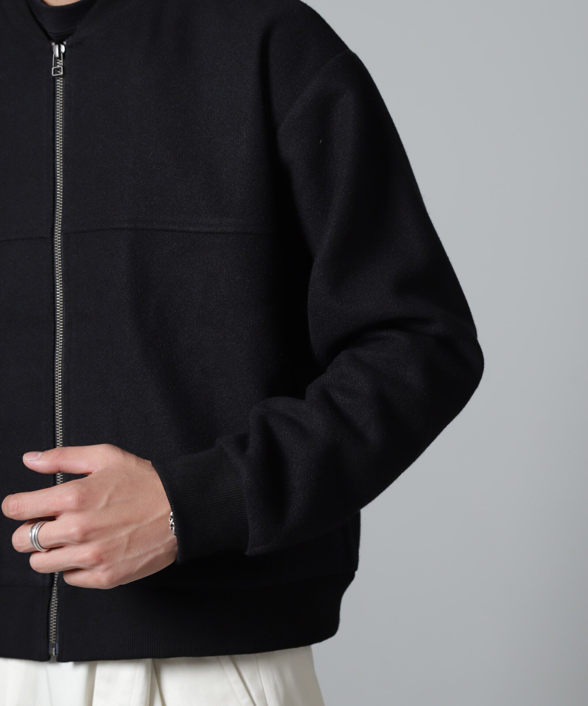 nano･universe「合繊メルトンボンバージャケット」|ブルゾン・スタジャン|