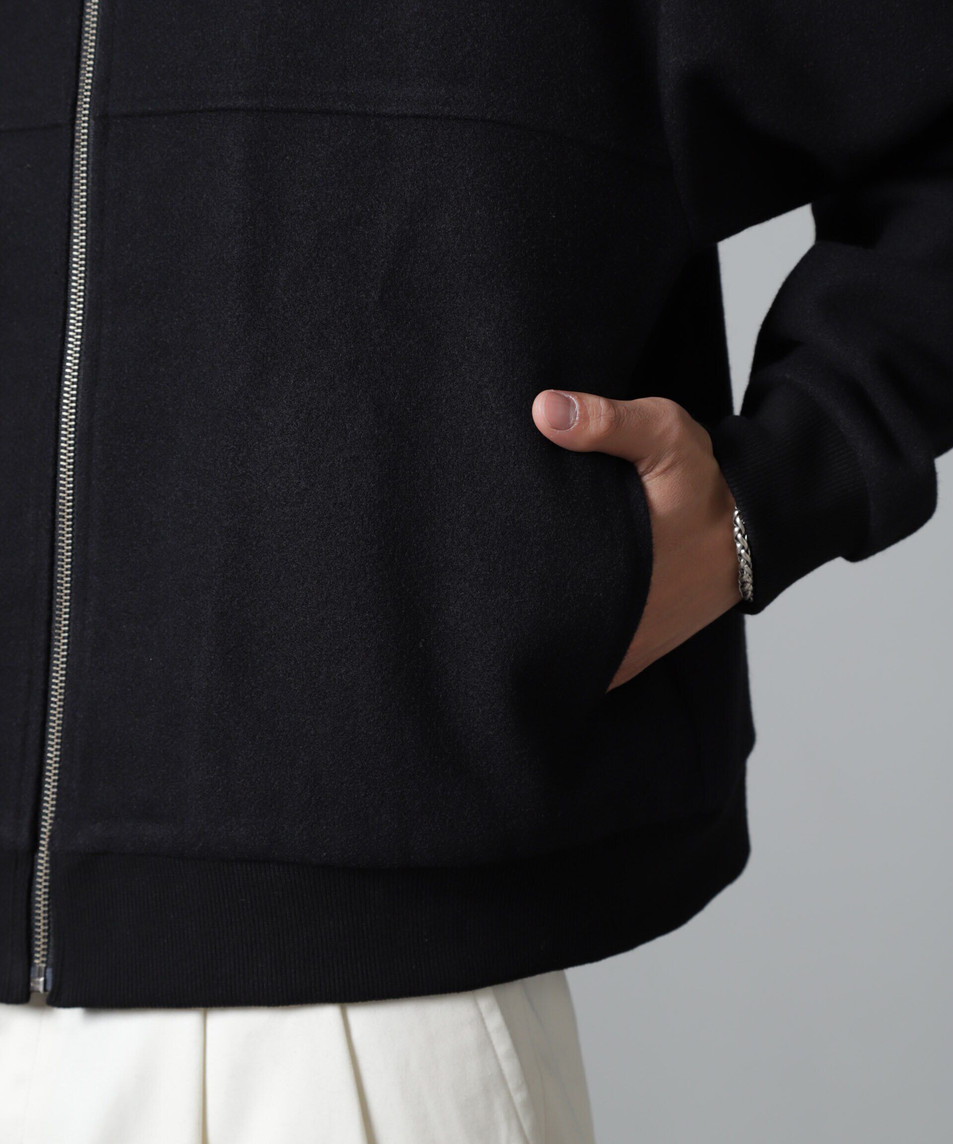 nano･universe「合繊メルトンボンバージャケット」|ブルゾン・スタジャン|