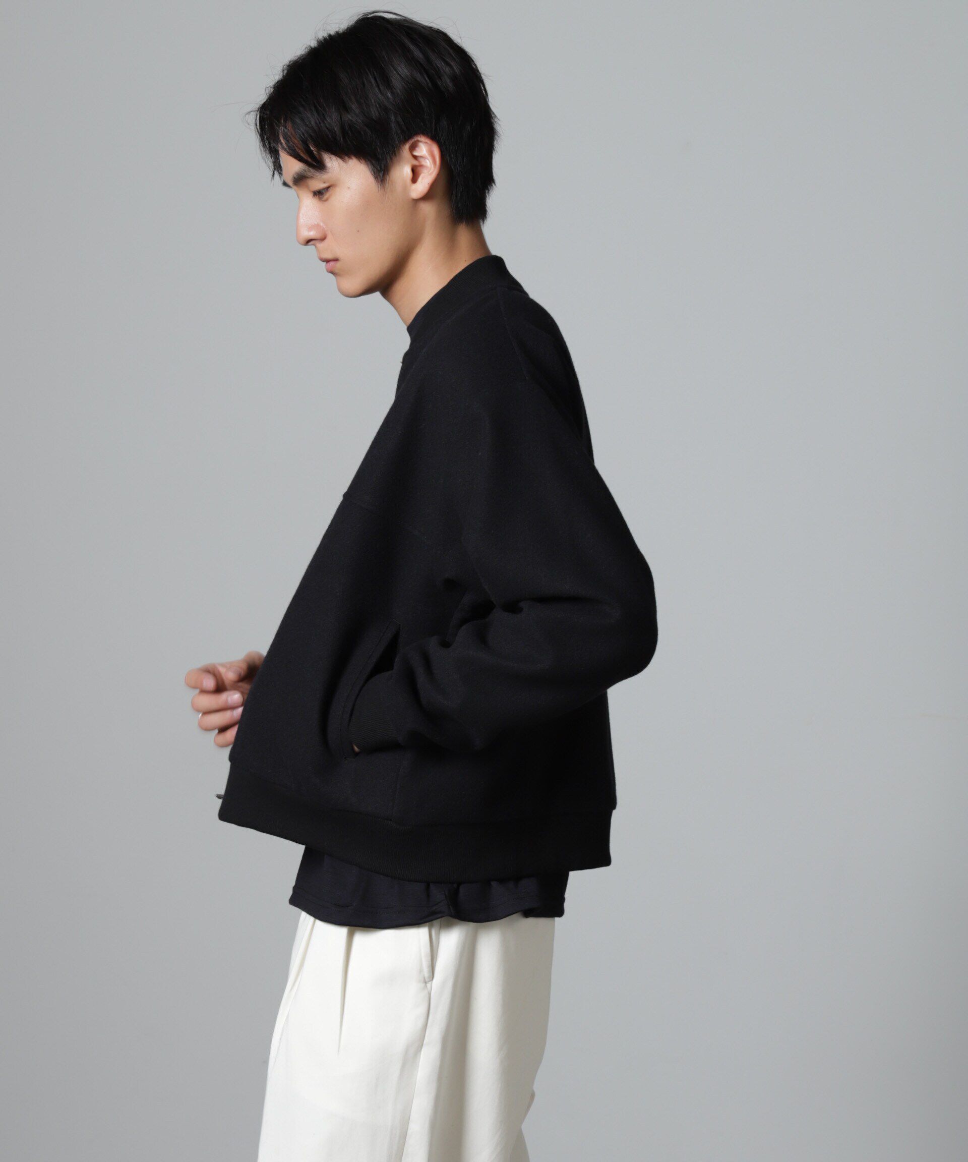 nano･universe「合繊メルトンボンバージャケット」|ブルゾン・スタジャン|