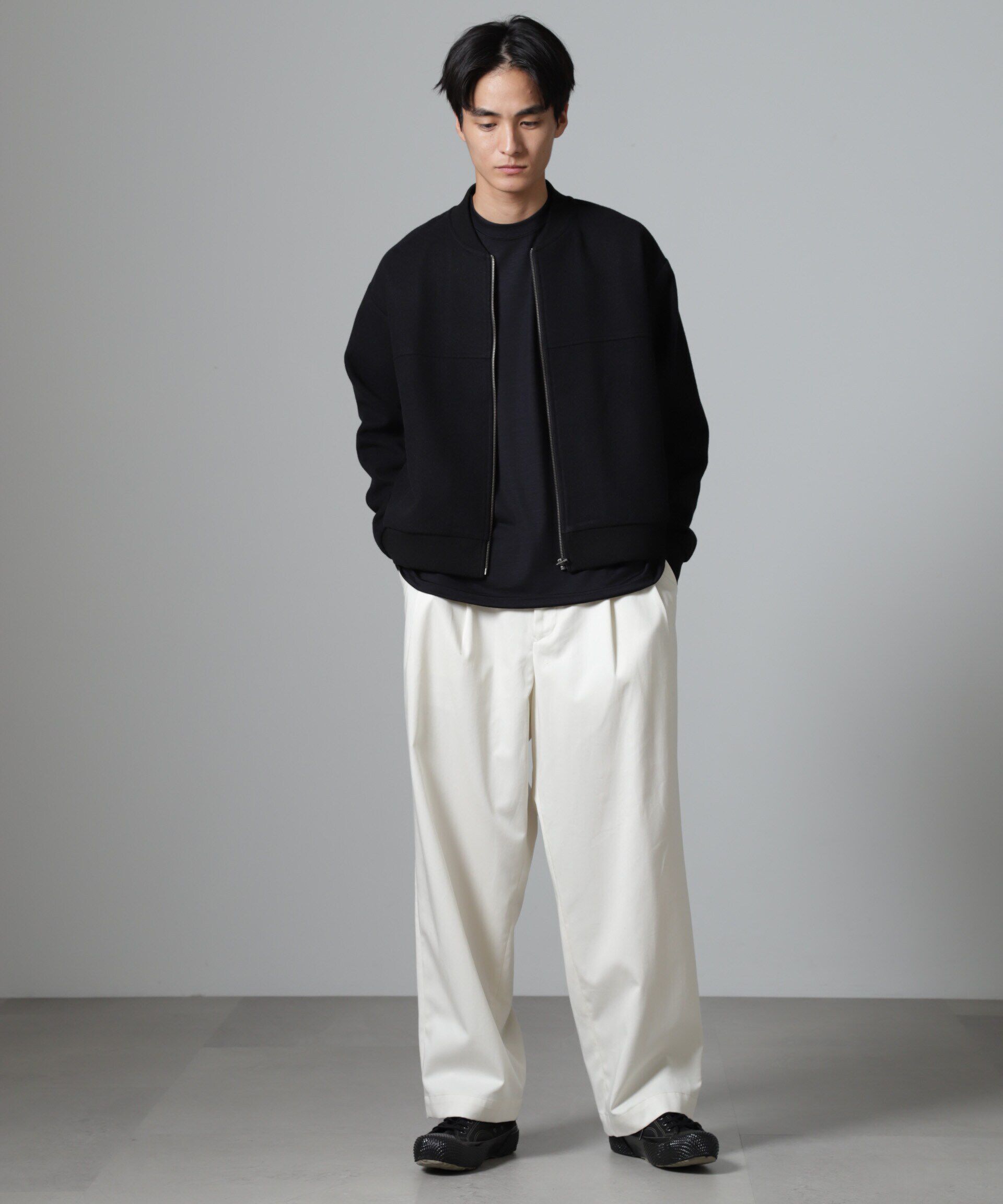 nano･universe「合繊メルトンボンバージャケット」|ブルゾン・スタジャン|