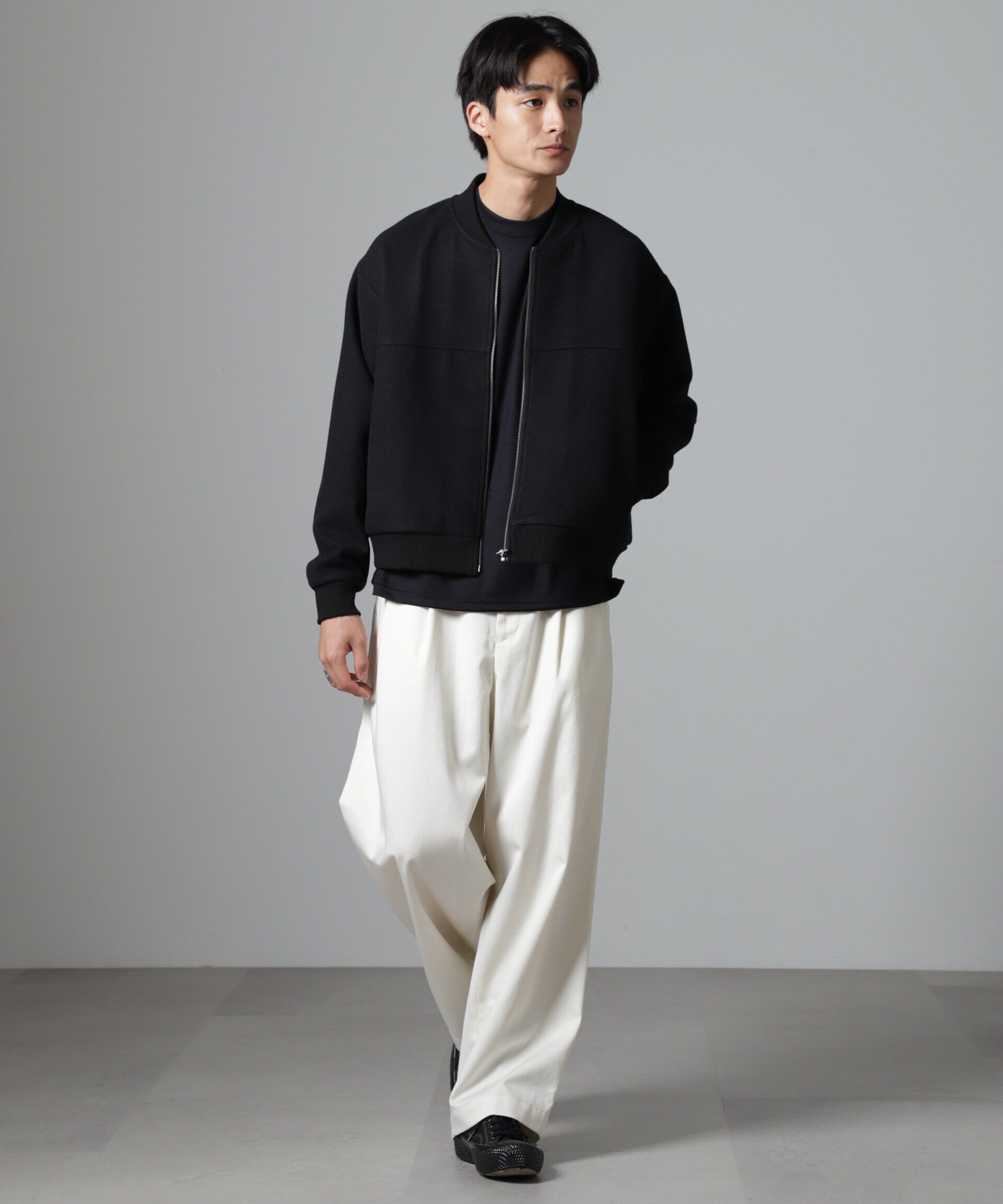 nano･universe「合繊メルトンボンバージャケット」|ブルゾン・スタジャン|