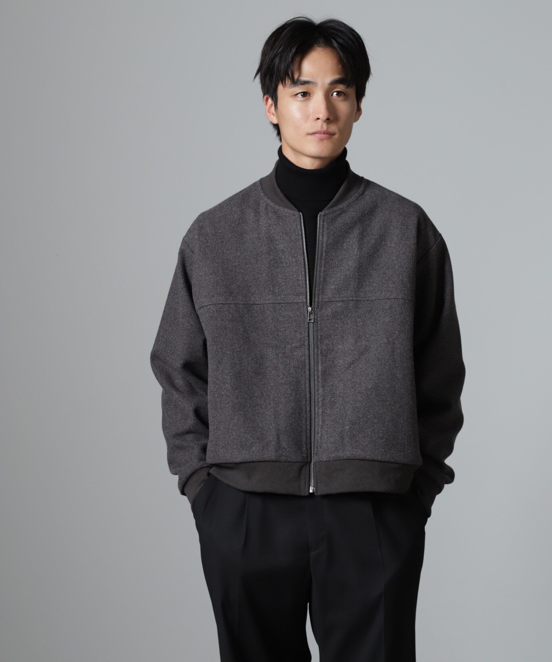 nano･universe「合繊メルトンボンバージャケット」|ブルゾン・スタジャン|