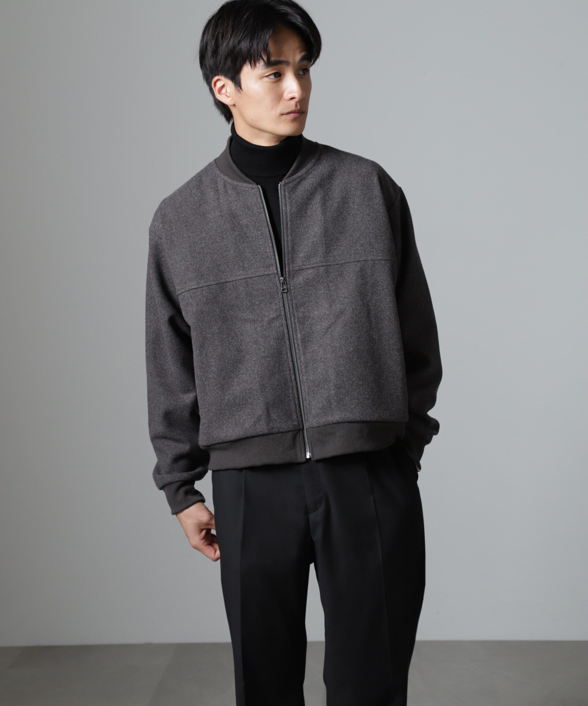 nano･universe「合繊メルトンボンバージャケット」|ブルゾン・スタジャン|